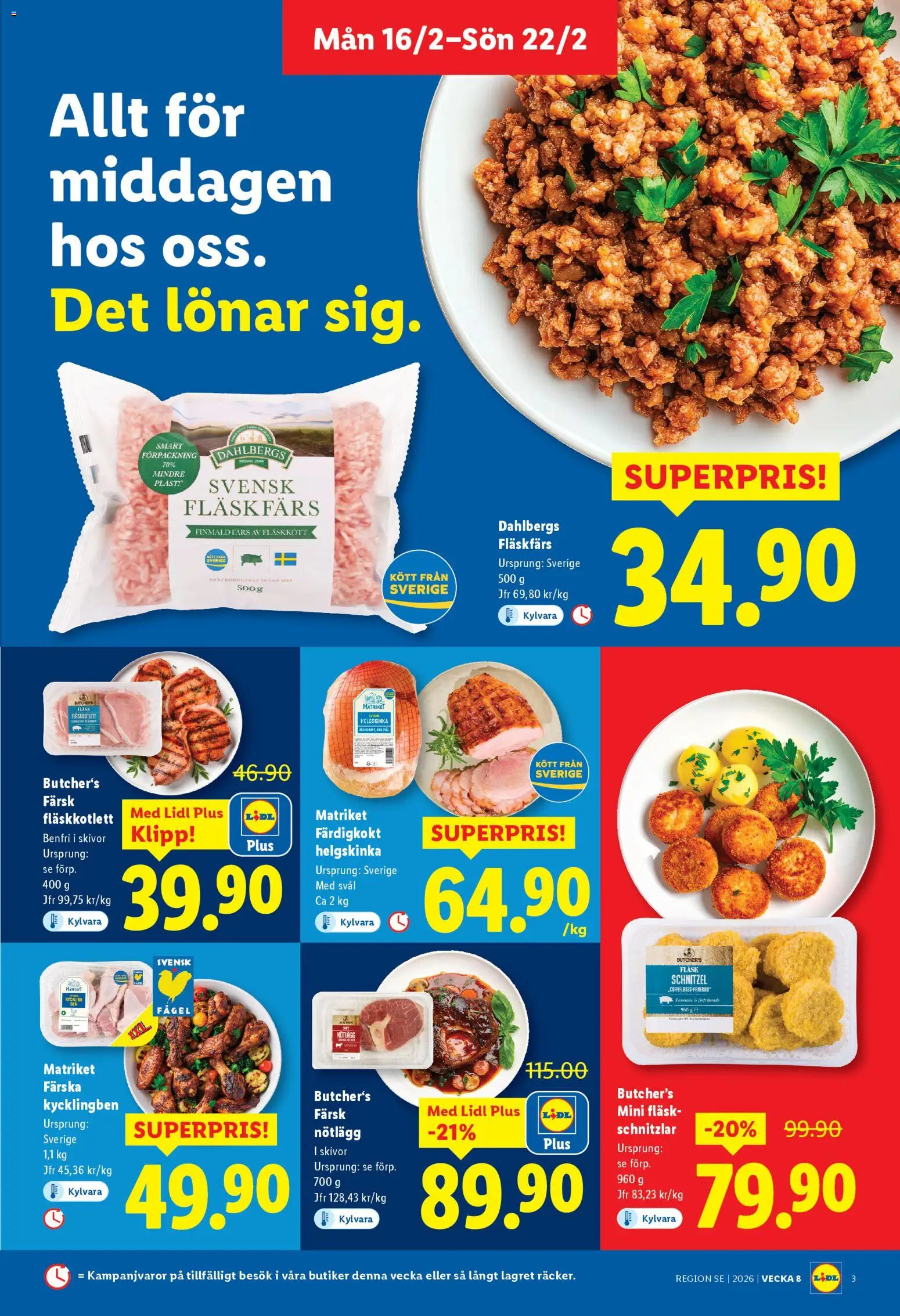 Lidl reklamblad aktuell från 16.02.2026 | Sida: 3 | Produkter: Fläsk