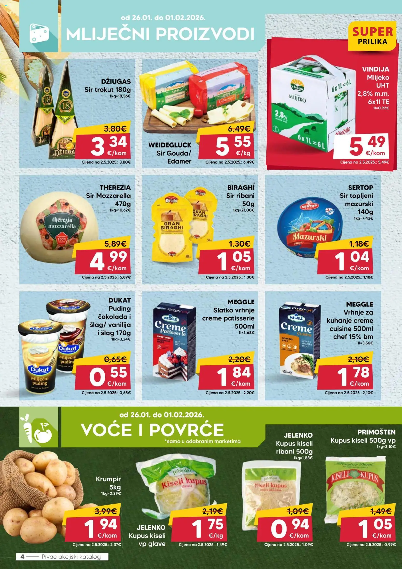 Pivac katalog | vrijedi od 26.01.2026 | Stranica: 4 | Proizvodi: Sir, Čokolada, Puding, Kupus