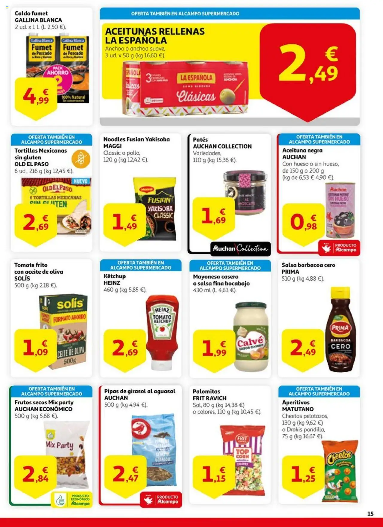Alcampo - HG Unificado Madrid │ válido desde el 15.07.2025 | Página: 15 | Productos: Aceite de oliva, Οθόνη προβολής, Barbacoa, Anchoa