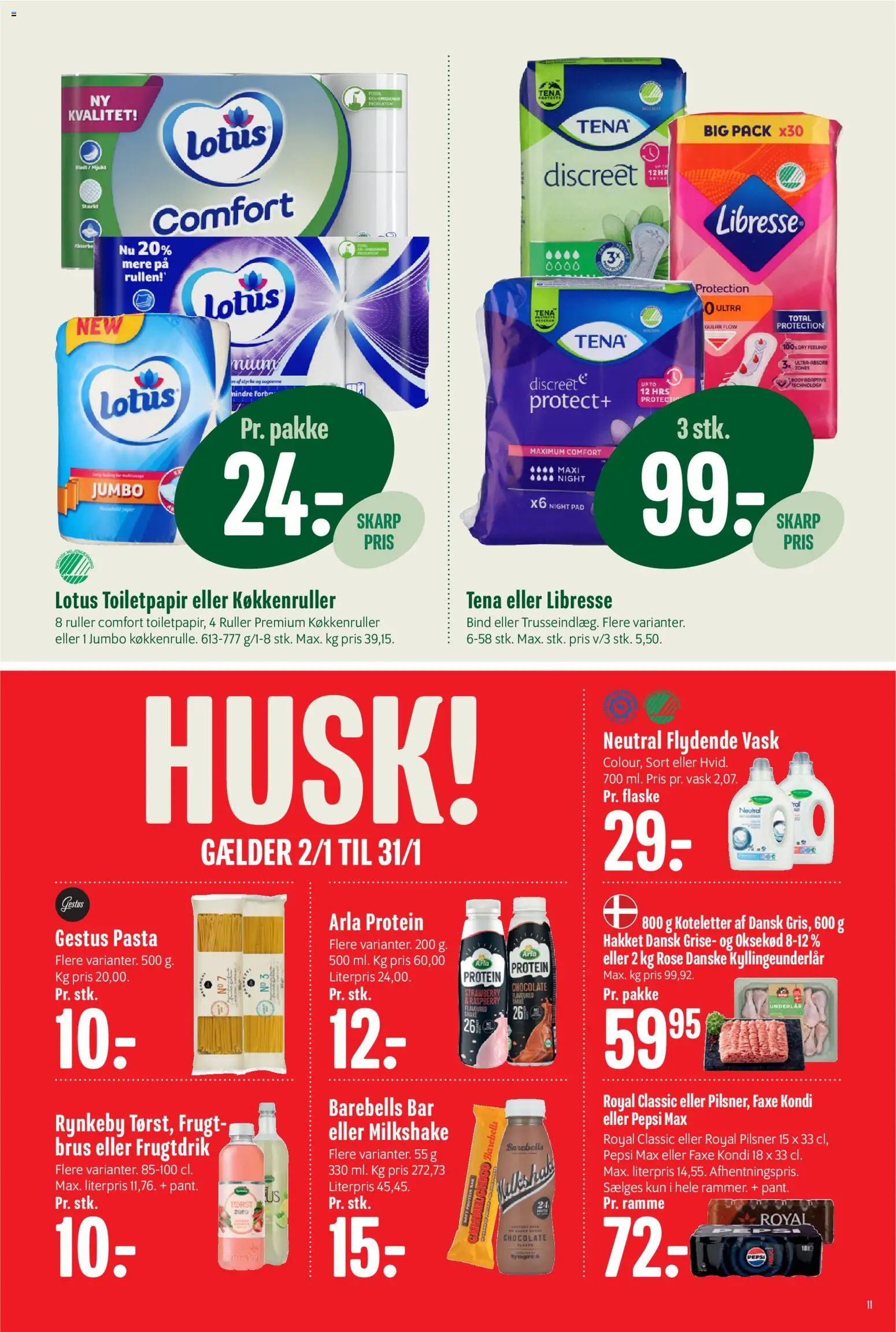 Min Købmand tilbudsavis – gyldig fra 16.01.2026 | Side: 11 | Produkter: Koteletter, Oksekød, Hat, Pepsi