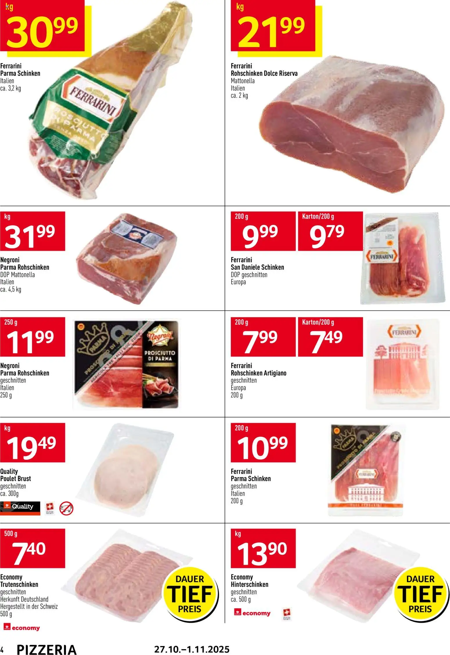 Prodega Aktionen Pizzeria – gültig ab 27.10.2025 | Seite: 4 | Produkte: Schinken