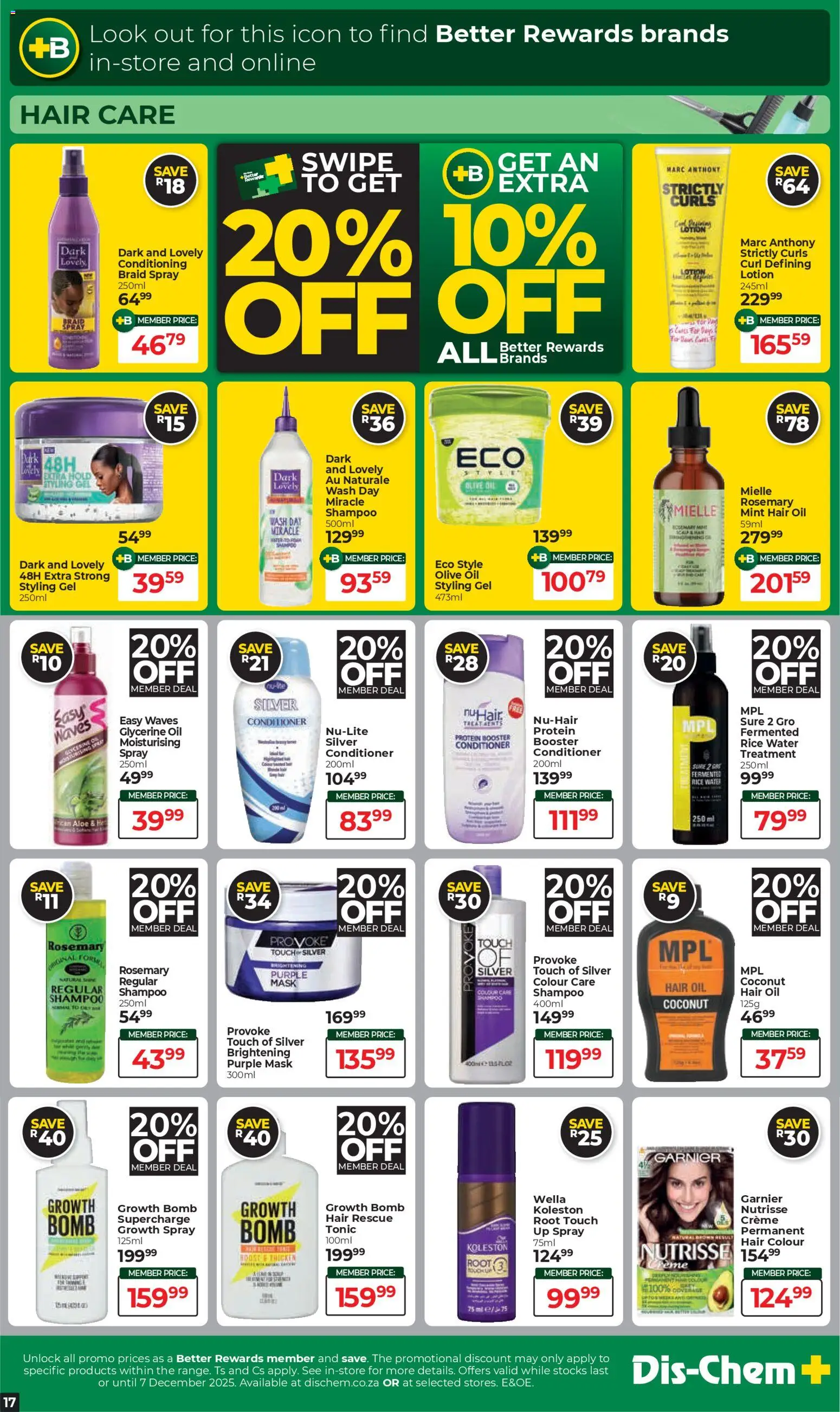 New Dis-Chem catalogue – valid from 18.11.2025 | Page: 17 | Products: Detergente líquido, Shampoo, Hair oil, Water