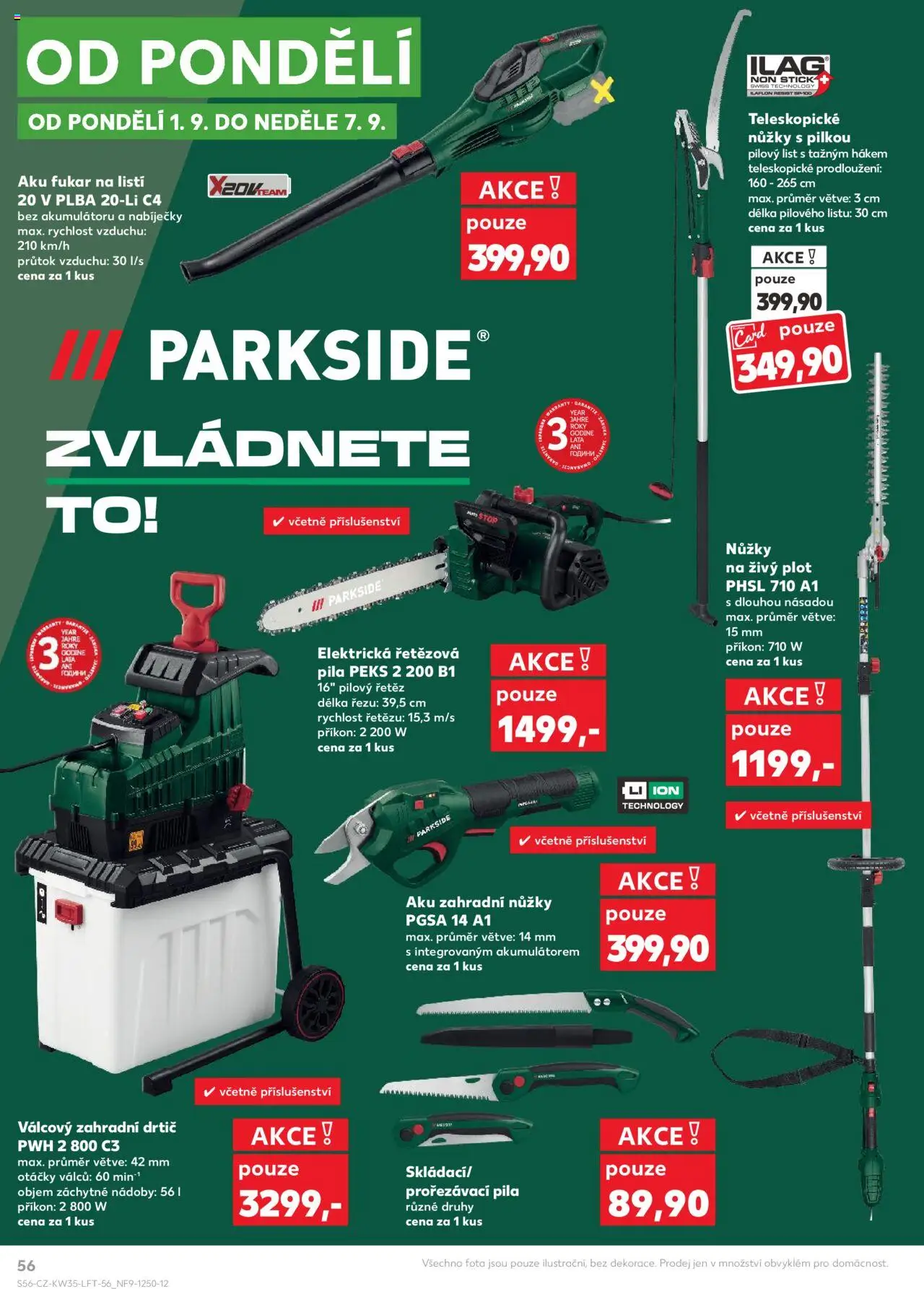Kaufland leták - Brno od 27.08.2025 | Strana: 56 | Produkty: Parkside, Elektrická řetězová pila, Drtič, Pila