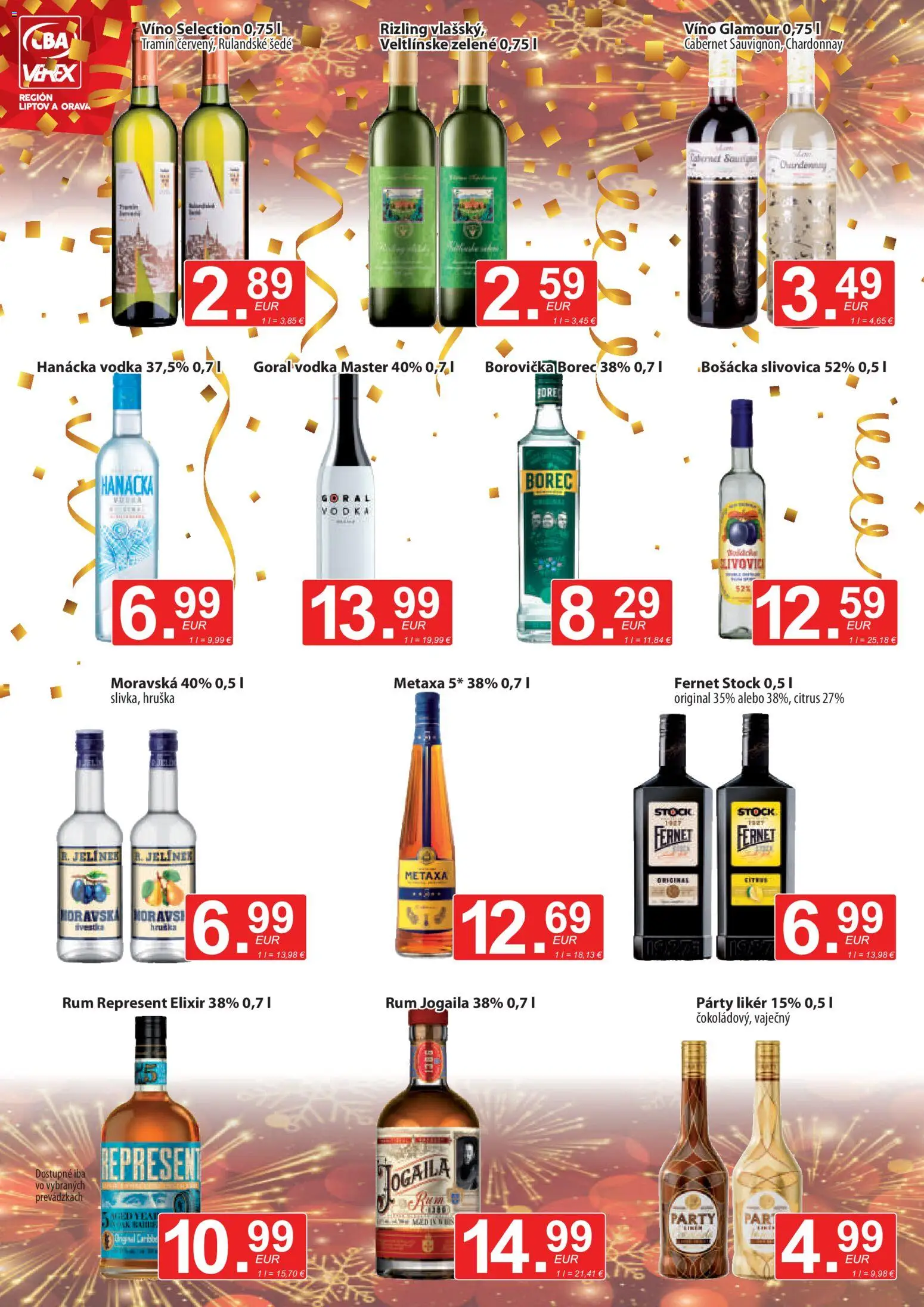 Nové CBA Verex akcie – leták je platný od 15.12.2025 | Strana: 10 | Produkty: Metaxa, Borovička, Slivovica, Vodka
