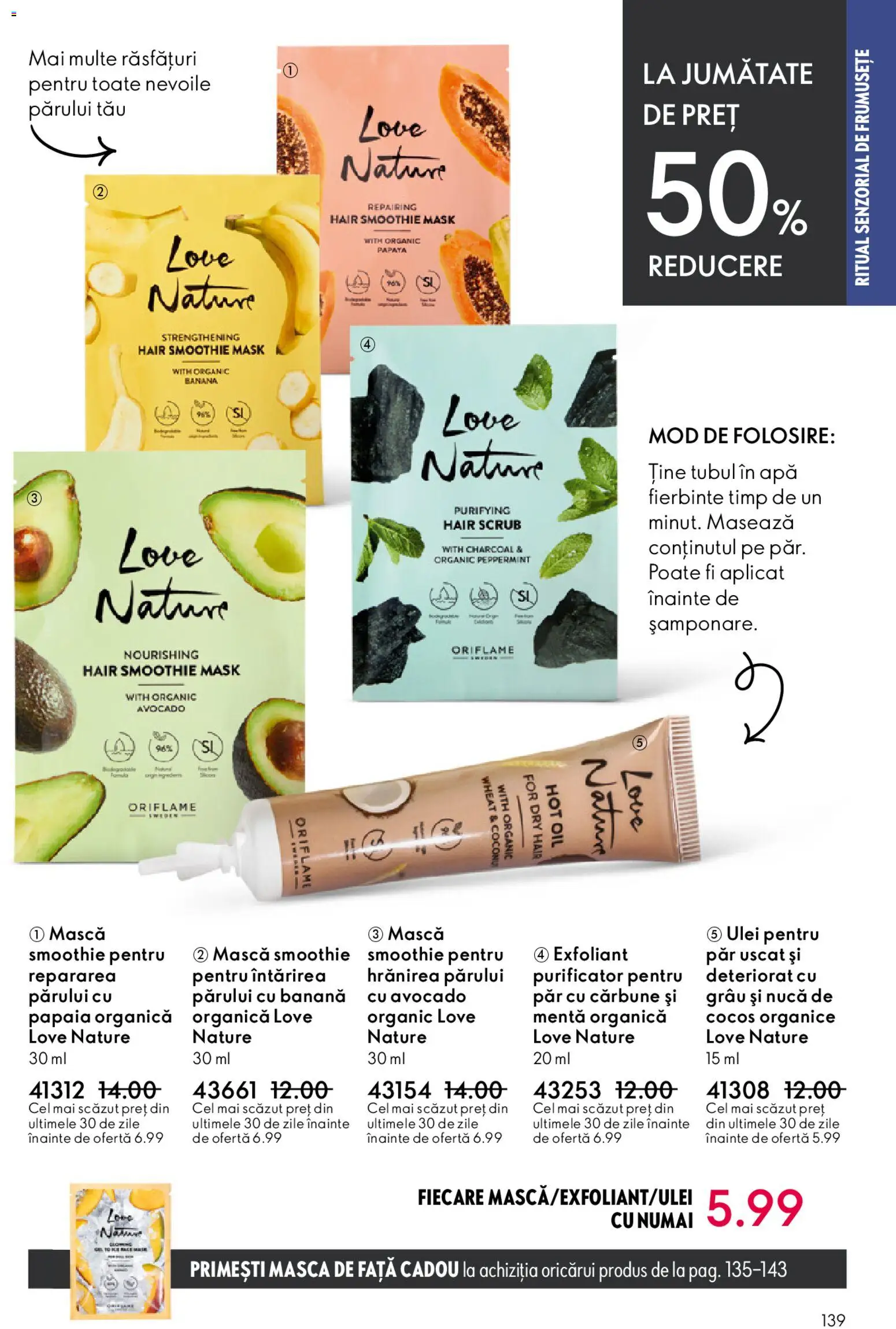 Noul catalog Oriflame – valabil de la 15.04.2026 | Pagină: 139 | Produse: Exfoliant, Scrub, Avocado, Apă
