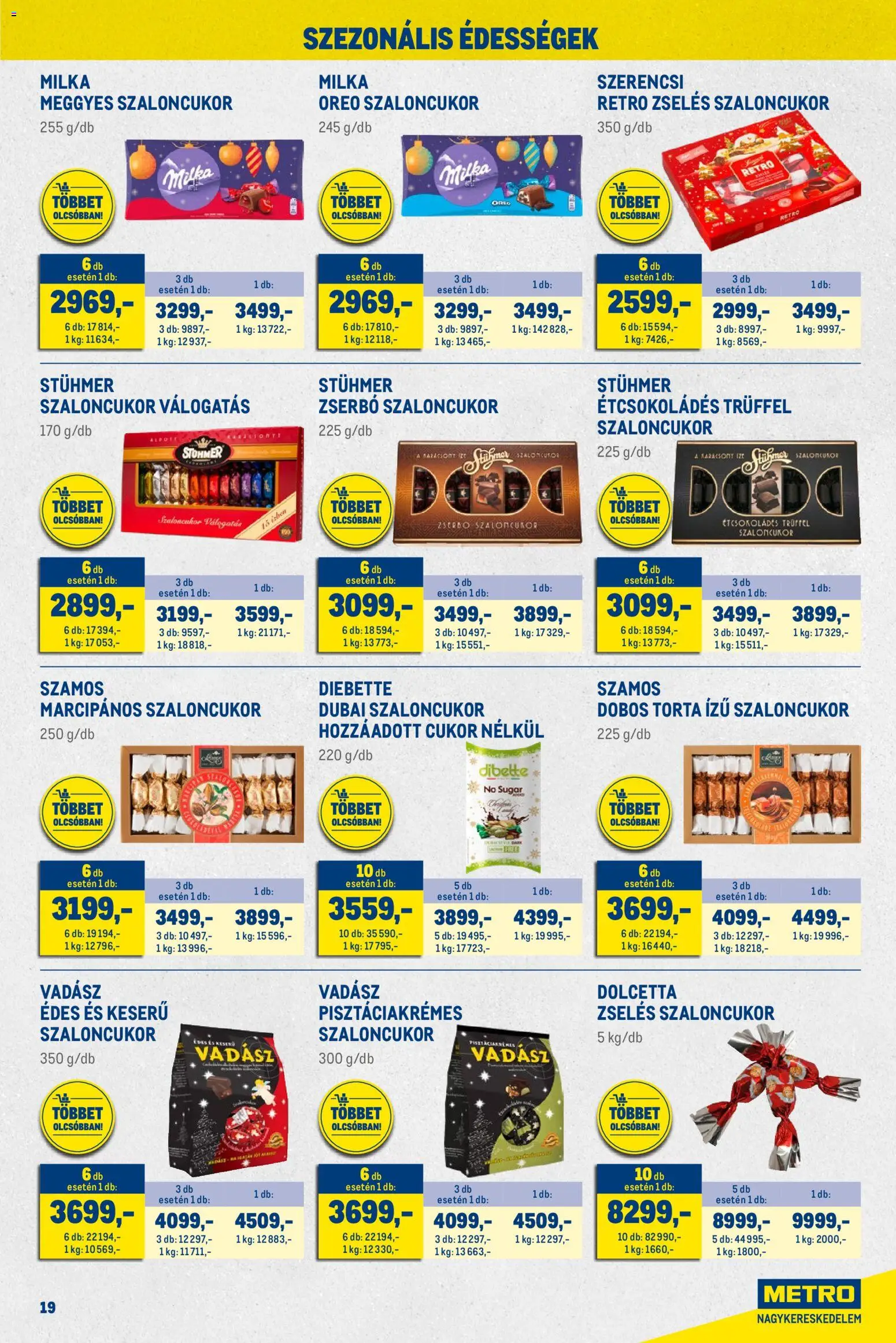 Metro akciós ujság - amely érvényes a következő dátumtól: 01.12.2025 | Oldal: 19 | Termékek: Torta, Édességek, Szaloncukor, Cukor