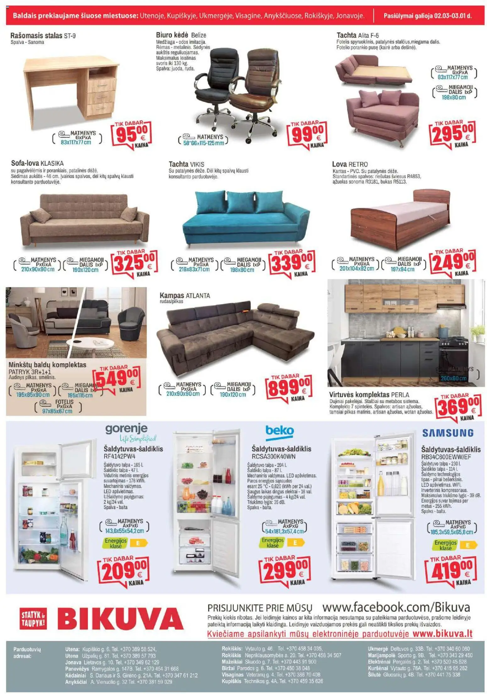 BIKUVA akcijos nuo 03.02.2026 | Puslapis: 12 | Prekių: Lova, Fotelis, Stalas, Kėdė