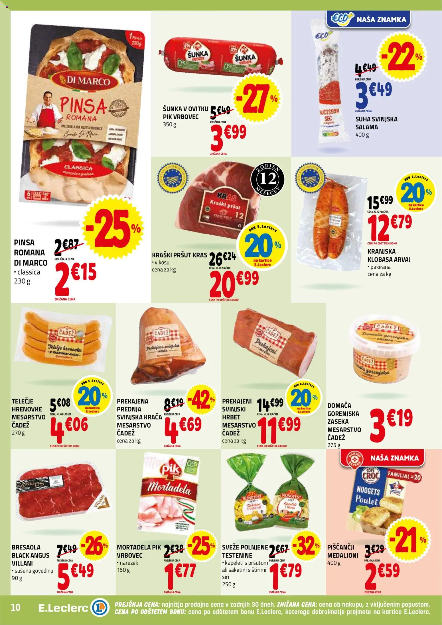 Novi E.leclerc katalog ponudbe – veljaven od 14.01.2026 | Stran: 10 | Izdelki: Hrenovke, Salama, Sunka, Testenine