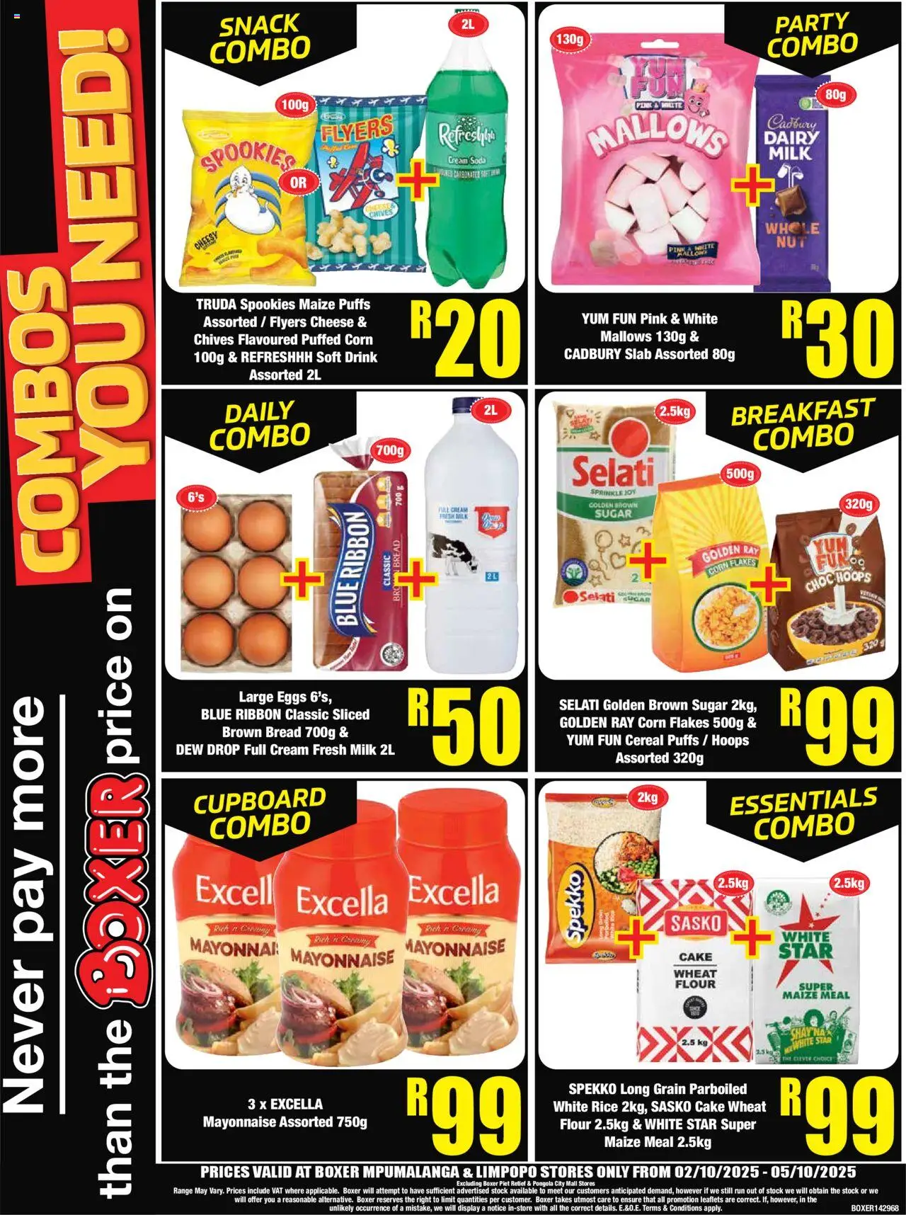 New Boxer catalogue – valid from 02.10.2025 | Page: 4 | Products: Flour, Rice, Cream, Stock