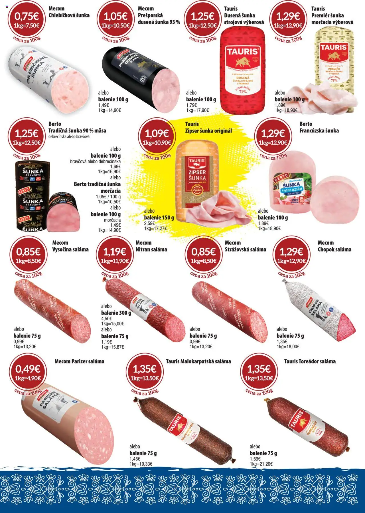 Nové CBA Komfos akcie – leták je platný od 02.10.2025 | Strana: 2 | Produkty: Saláma, Šunka