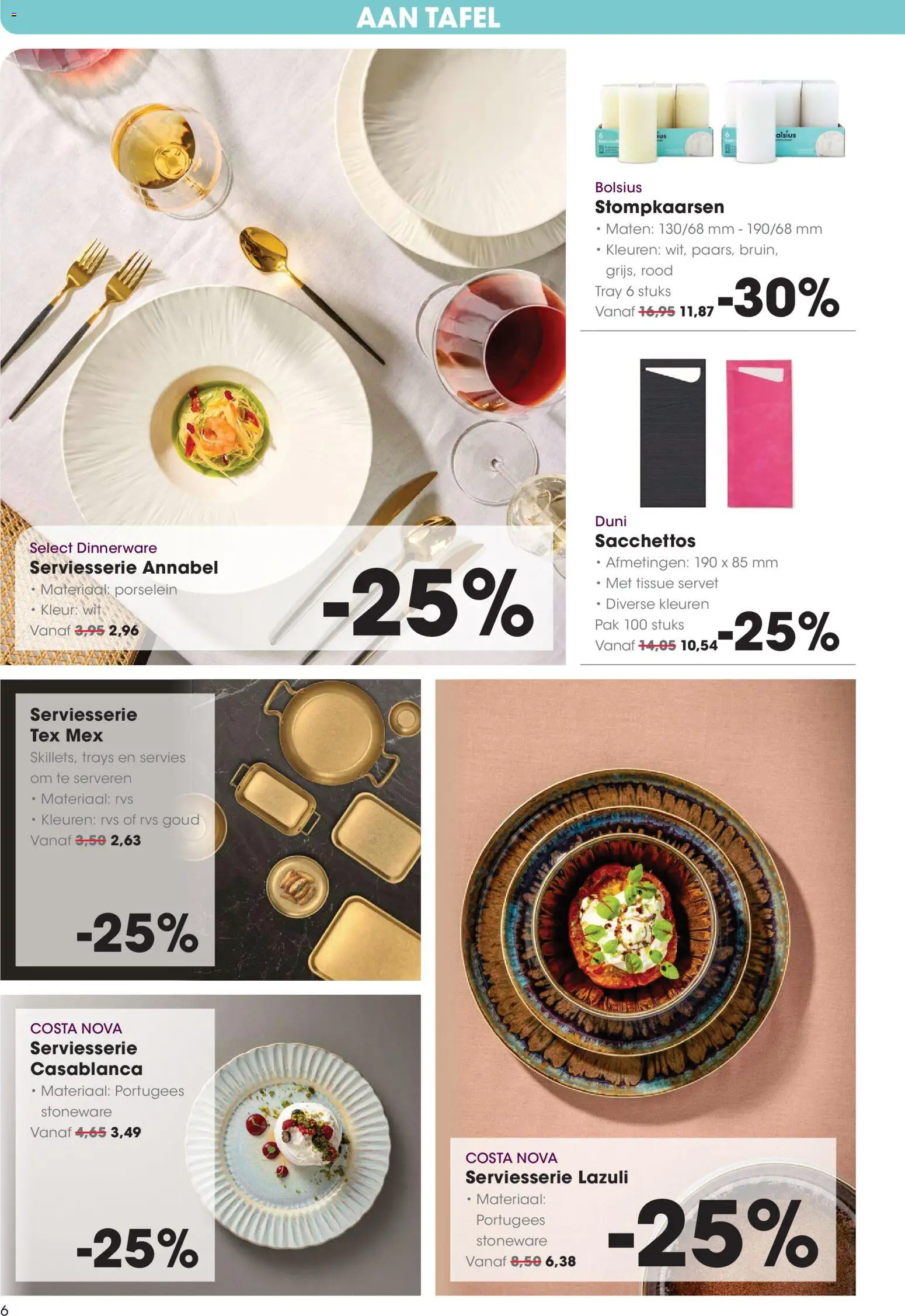 {H1} | Pagina: 6 | Producten: Servies, Servet, Tafel