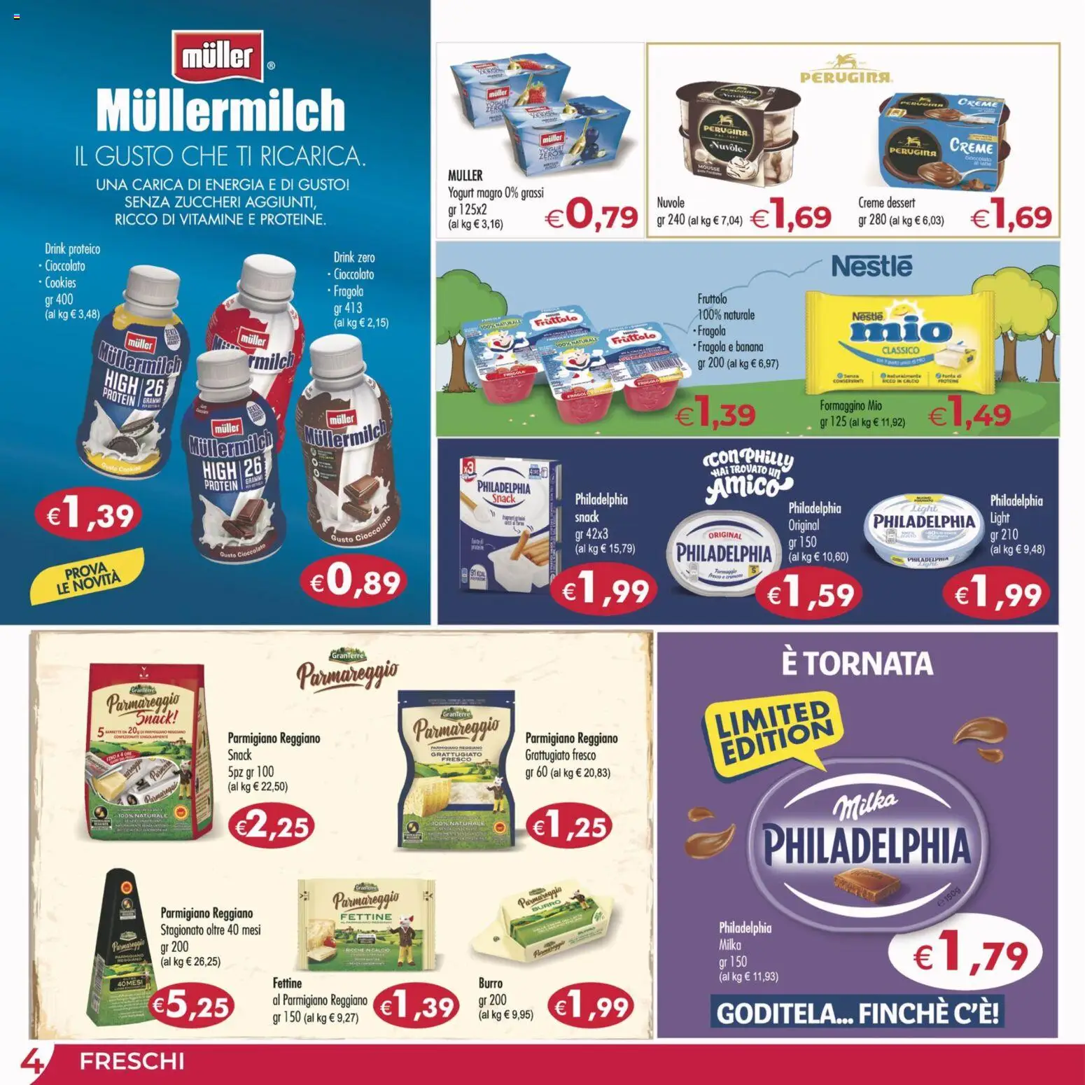 Volantino MerSi Supermercati del 05.11.2025 | Pagina: 4 | Prodotti: Yogurt, Cioccolato, Burro, Parmigiano