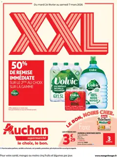 Auchan - Prévisualisation de Auchan - Promos XXL supermarchés valide à partir de 24.02.2026 | Page: 1 | Produits: Eau minérale, Eau minérale naturelle, Jambon, Jus