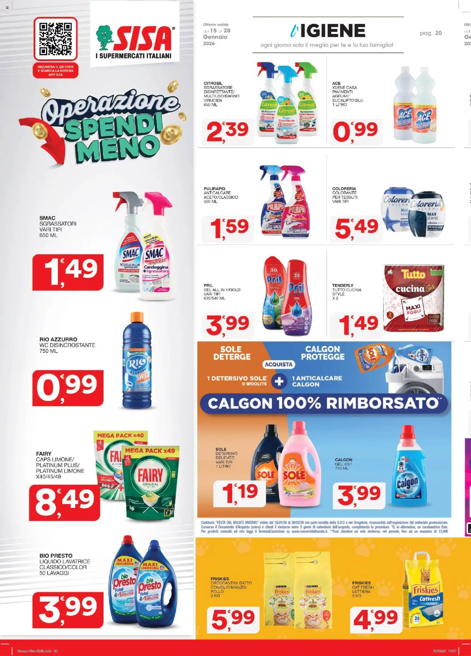 Volantino SISA del 15.01.2026 | Pagina: 20 | Prodotti: Pollo, Anticalcare, Sgrassatore, WC