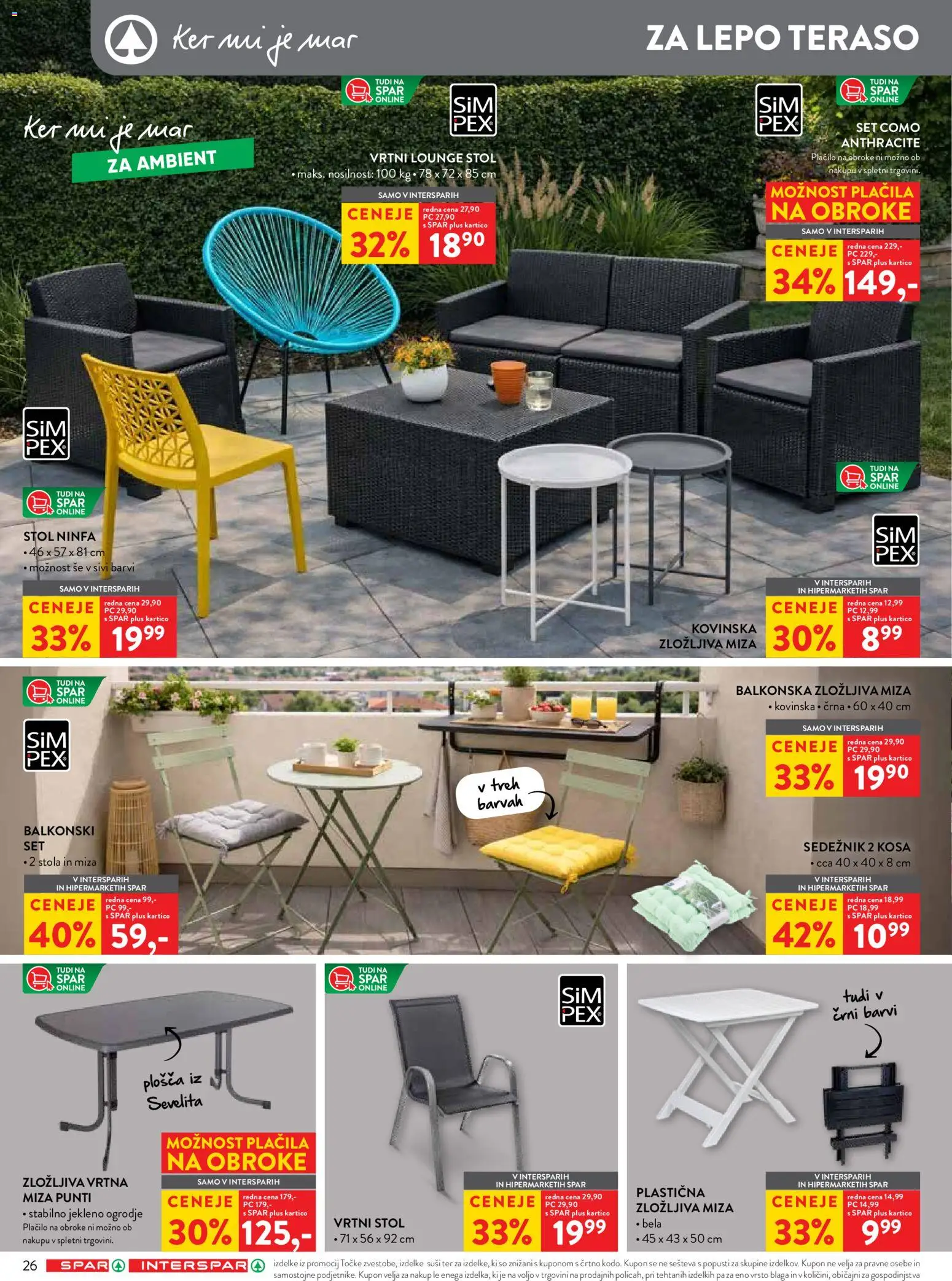 Novi Spar katalog ponudbe – veljaven od 08.04.2026 | Stran: 30 | Izdelki: Vrtni stol, Miza, Stol, Suši