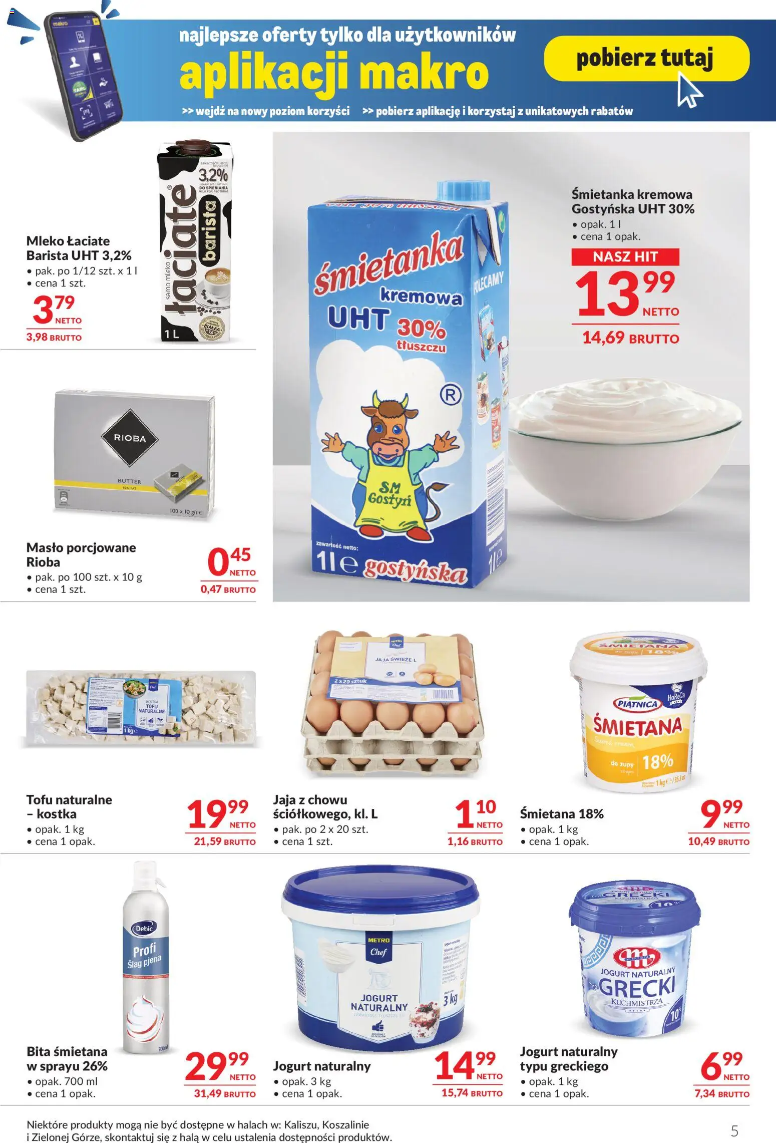 Makro Gazetka - Oferta dla gastronomii od 27.12.2025 | Strona: 5 | Produkty: Tofu naturalne, Tofu, Mleko, Jaja