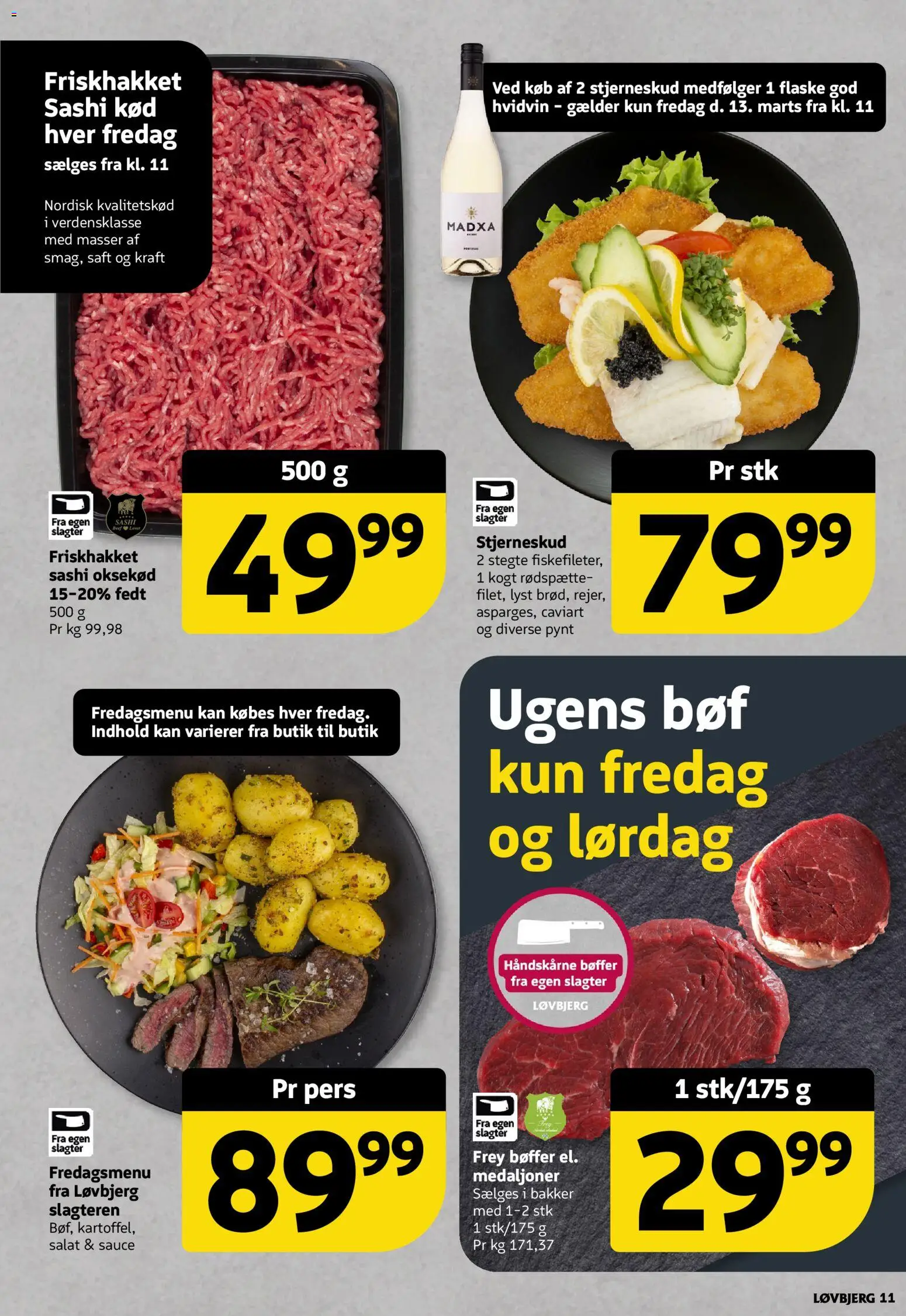 Løvbjerg tilbudsavis – gyldig fra 13.03.2026 | Side: 11 | Produkter: Bøffer, Oksekød, Salat