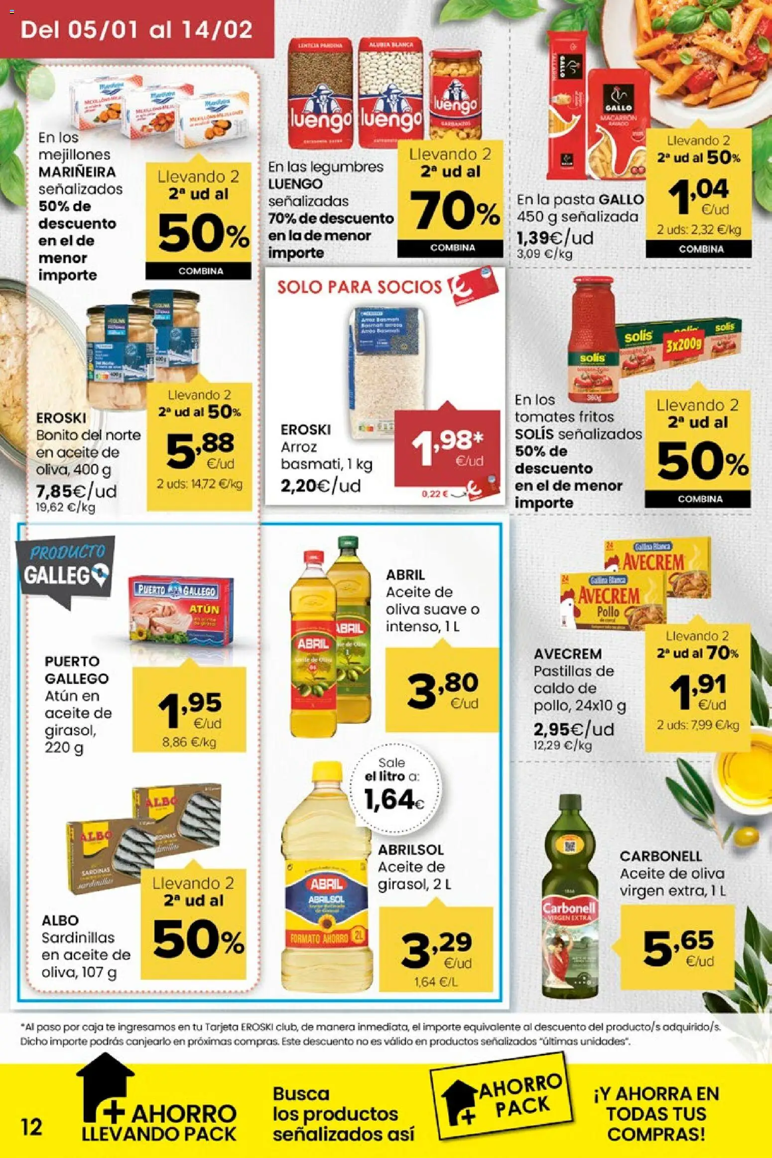 Eroski - Feliz día de Reyes │ válido desde el 05.01.2026 | Página: 12 | Productos: Aceite, Tomates, Té, Μπλοκ τουαλέτας