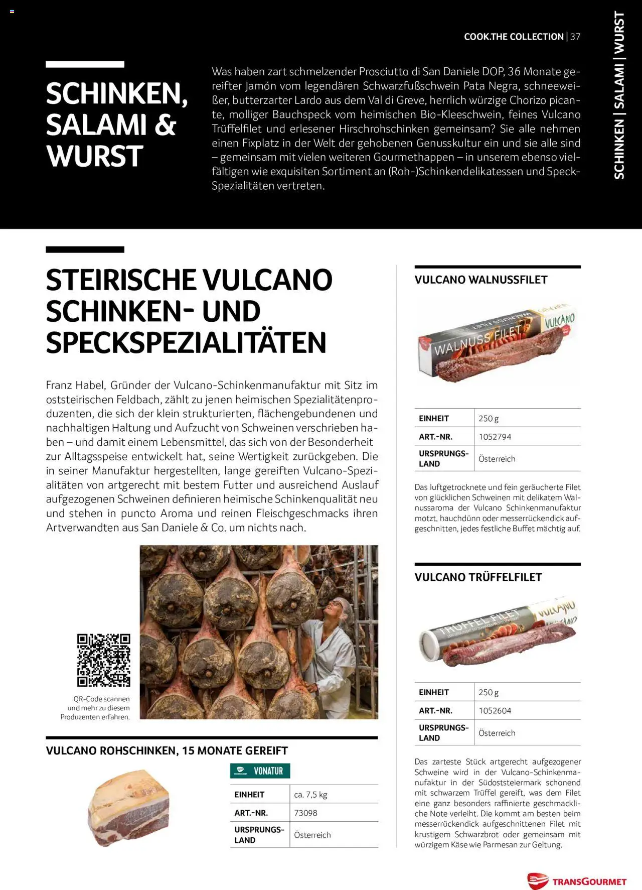 Transgourmet Cook Look-Book gültig ab 01.09.2023 | Seite: 37 | Produkte: Wurst, Käse, Salami, Schinken
