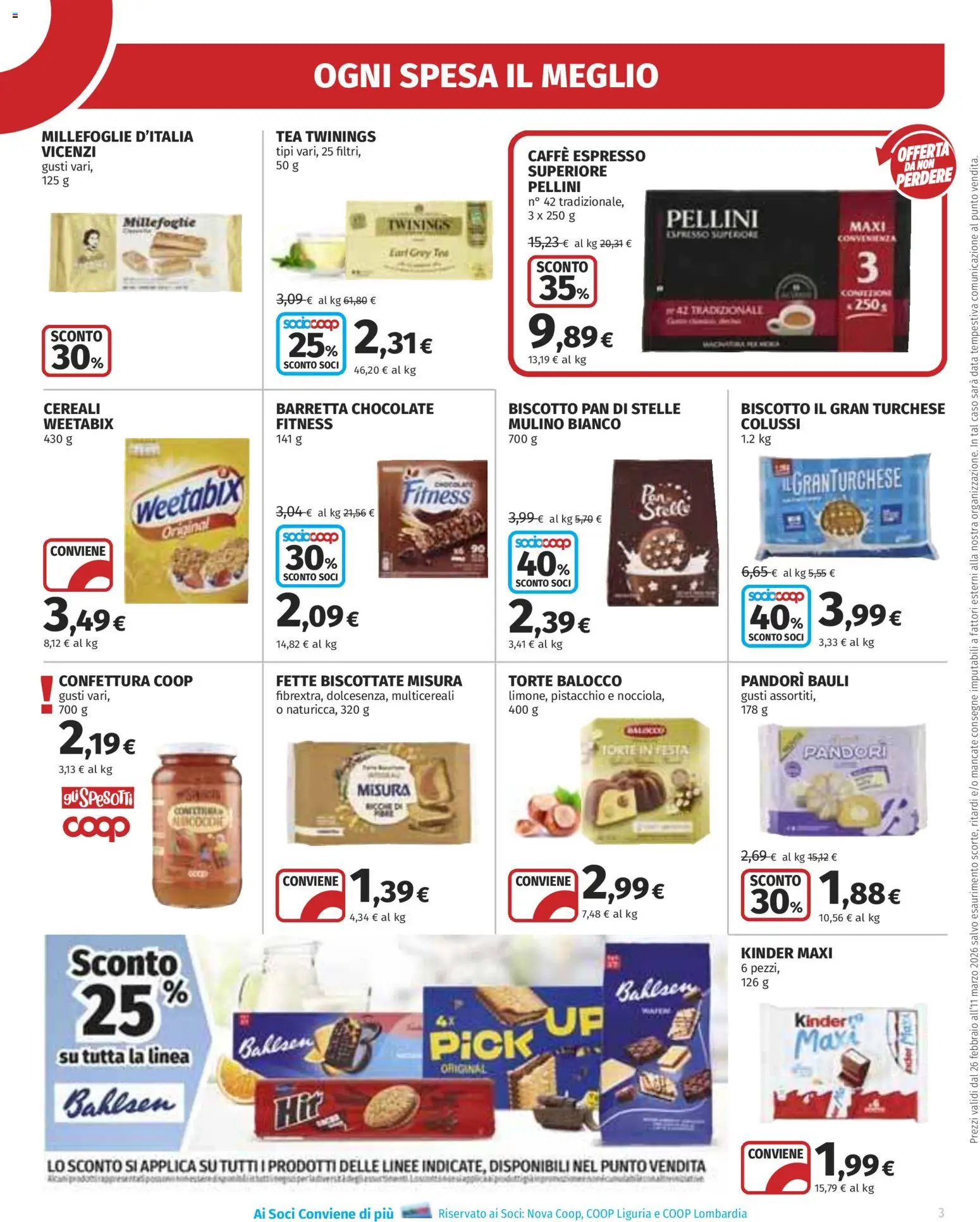 Volantino Ipercoop del 26.02.2026 | Pagina: 3 | Prodotti: Caffè, Cereali, The, Barretta