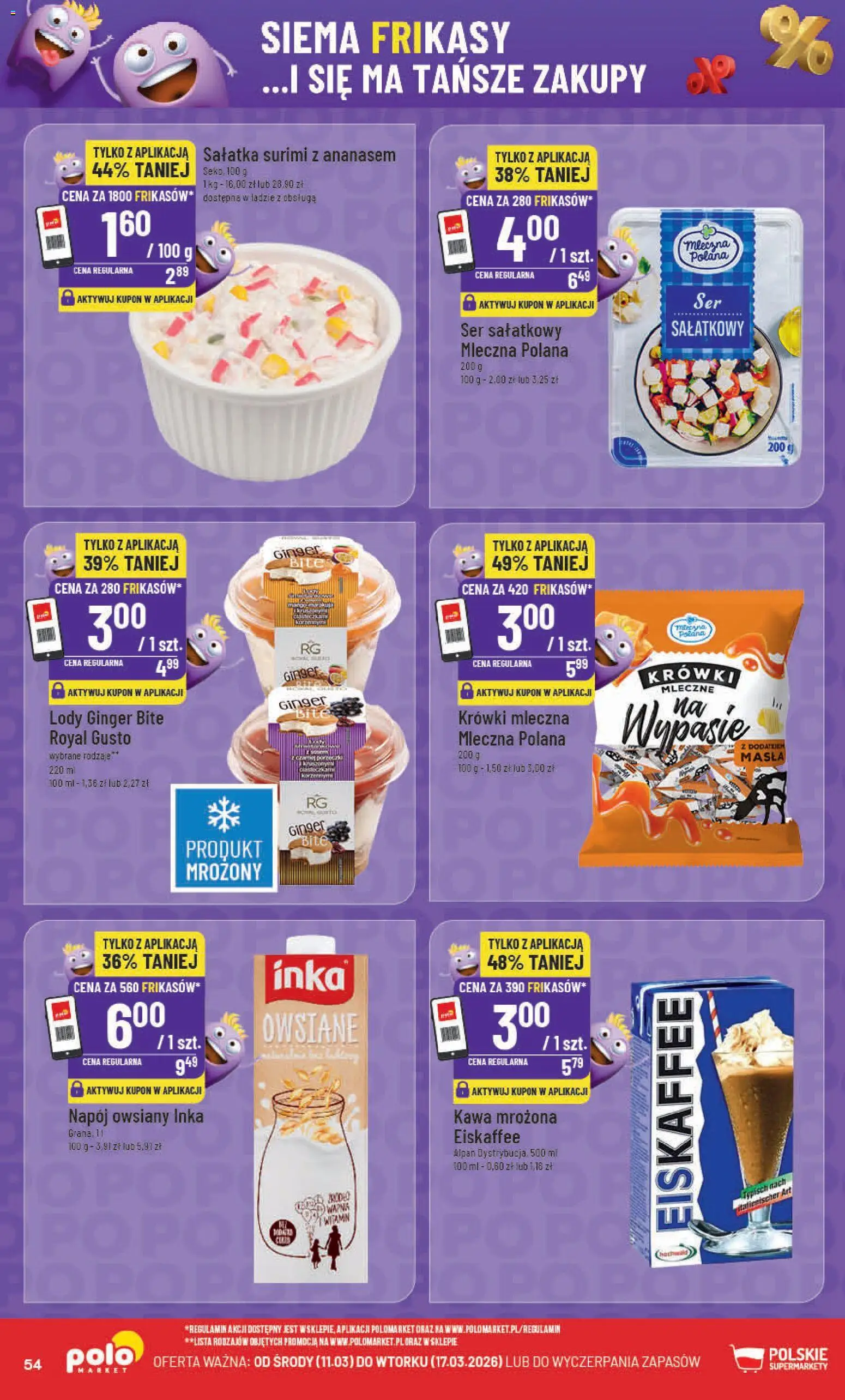 POLOmarket gazetka od 11.03.2026 | Strona: 54 | Produkty: Ser, Kawa, Lody, Krówki