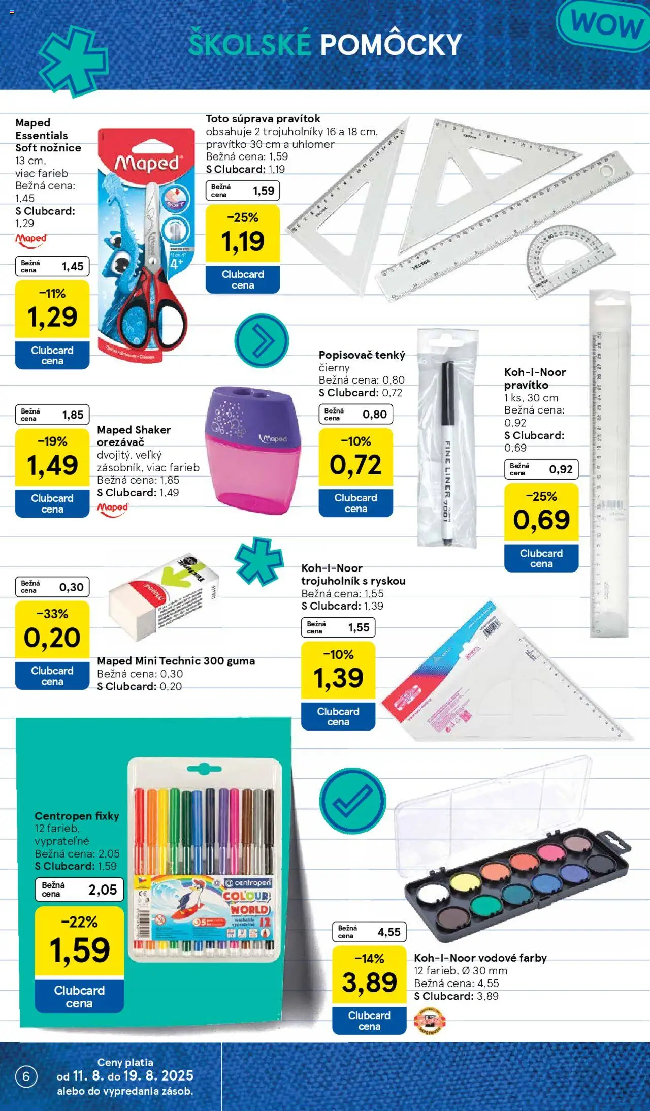 Tesco všetko pre vášho školáka │ platný od 11.08.2025 | Strana: 6 | Produkty: Fixky