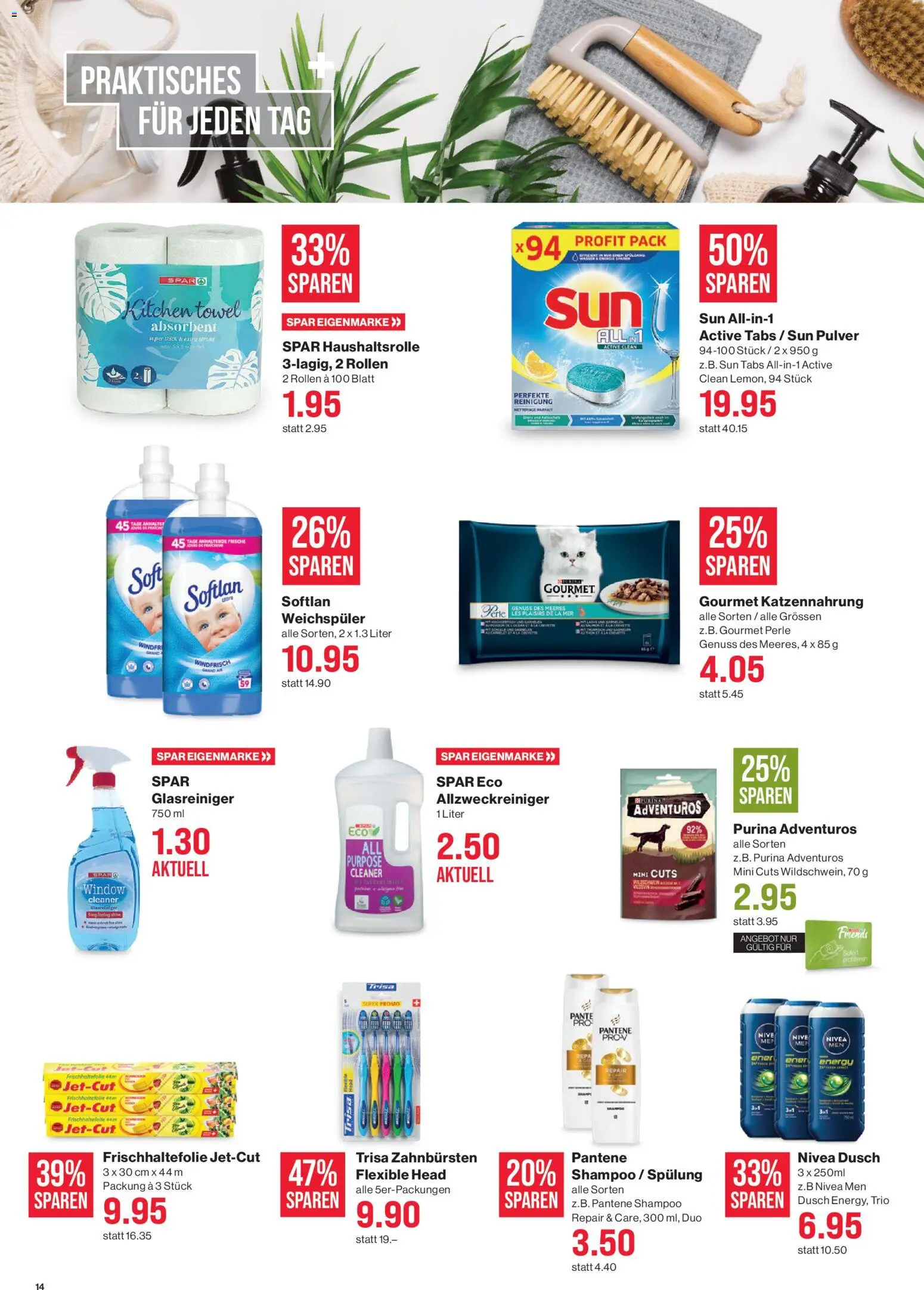 SPAR - SPAR Handels AG – gültig ab 16.04.2026 | Seite: 14 | Produkte: Pulver, Shampoo, Weichspüler, Spülung