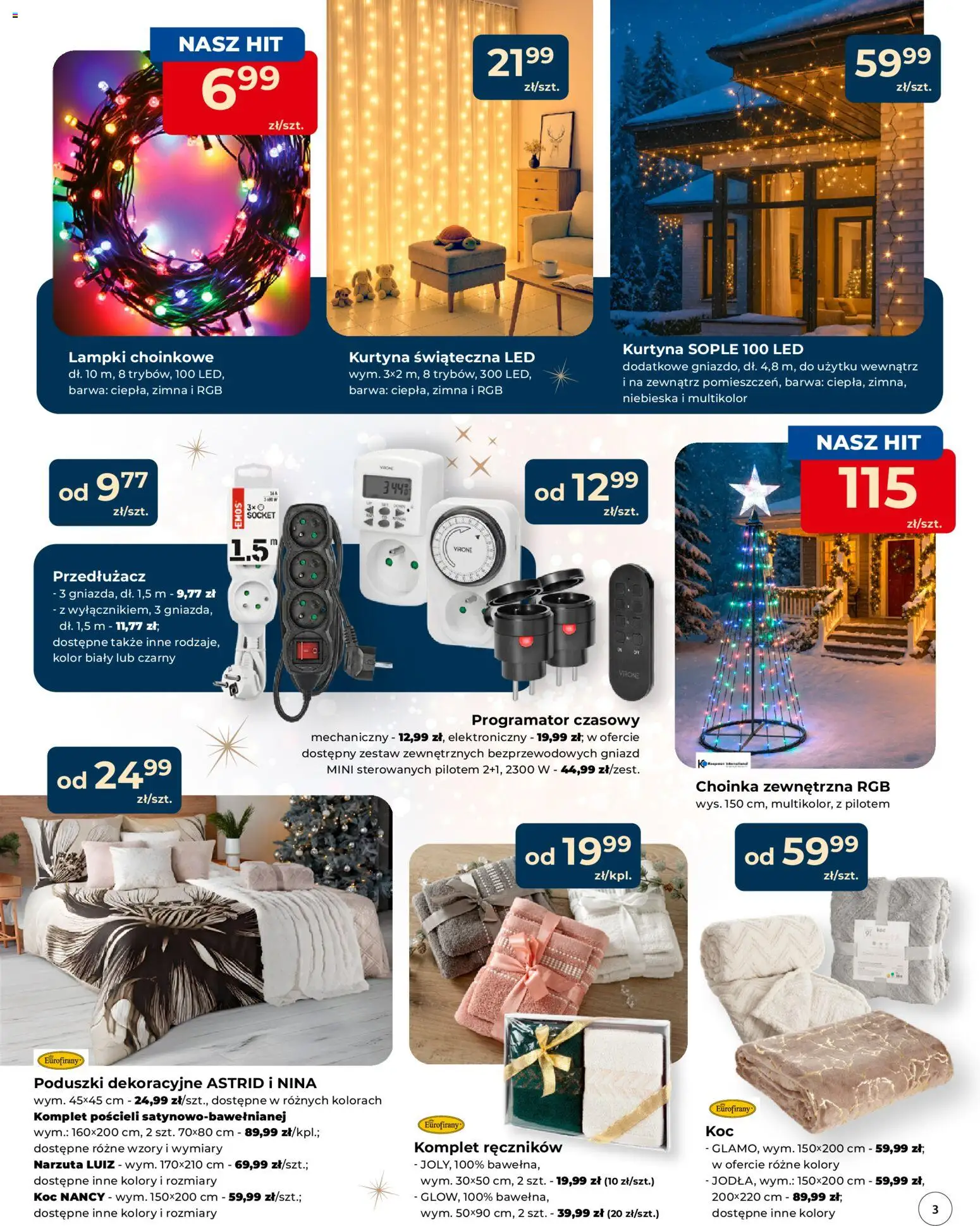 Mrówka Gazetka - Rypin od 04.12.2025 | Strona: 3 | Produkty: Choinka, Lampki, Koc, Przedłużacz