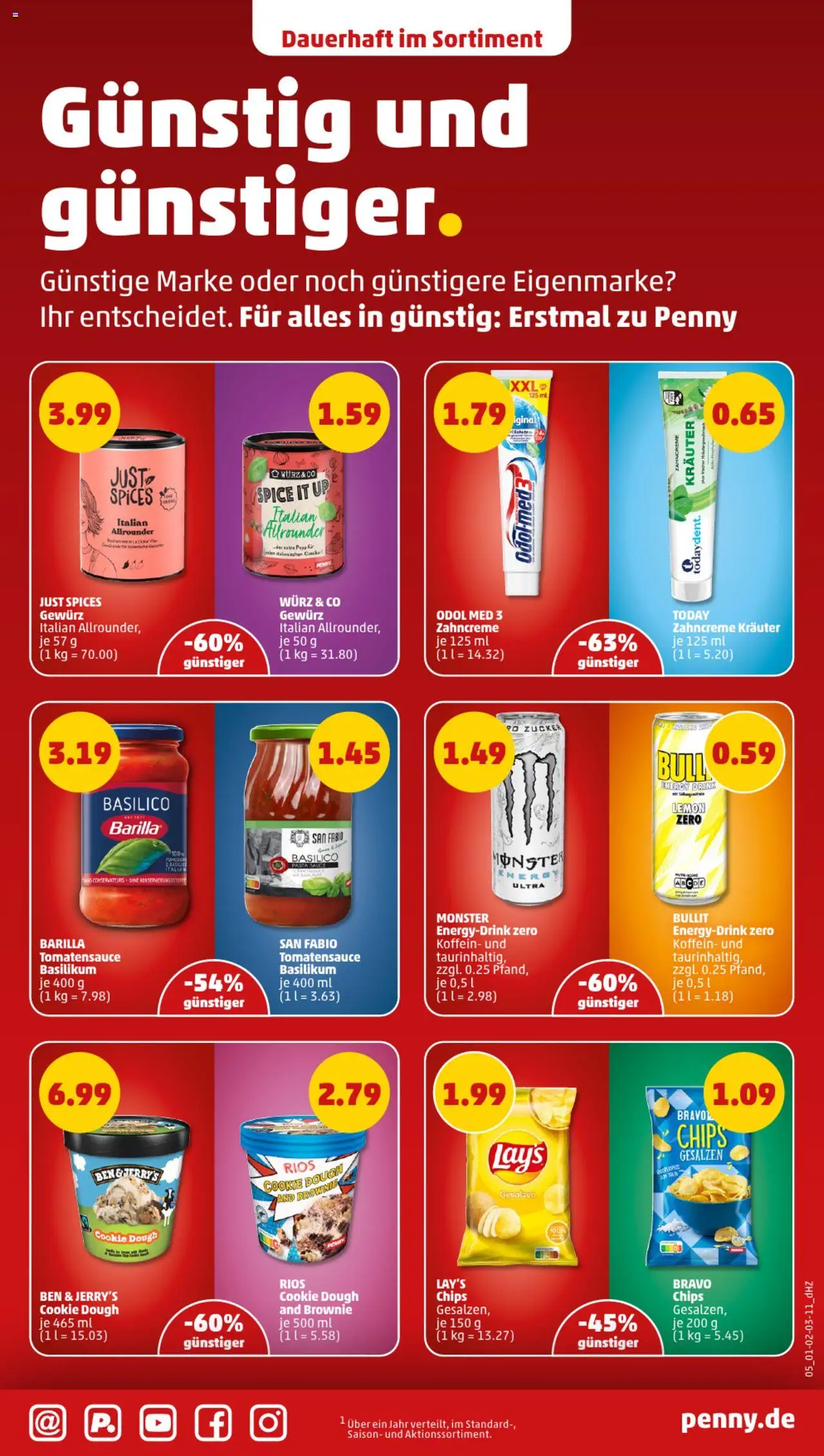 Penny Prospekt 	 - gültig ab dem 28.07.2025 | Seite: 5 | Produkte: Barilla, Ben & Jerry's, Monster, Pasta
