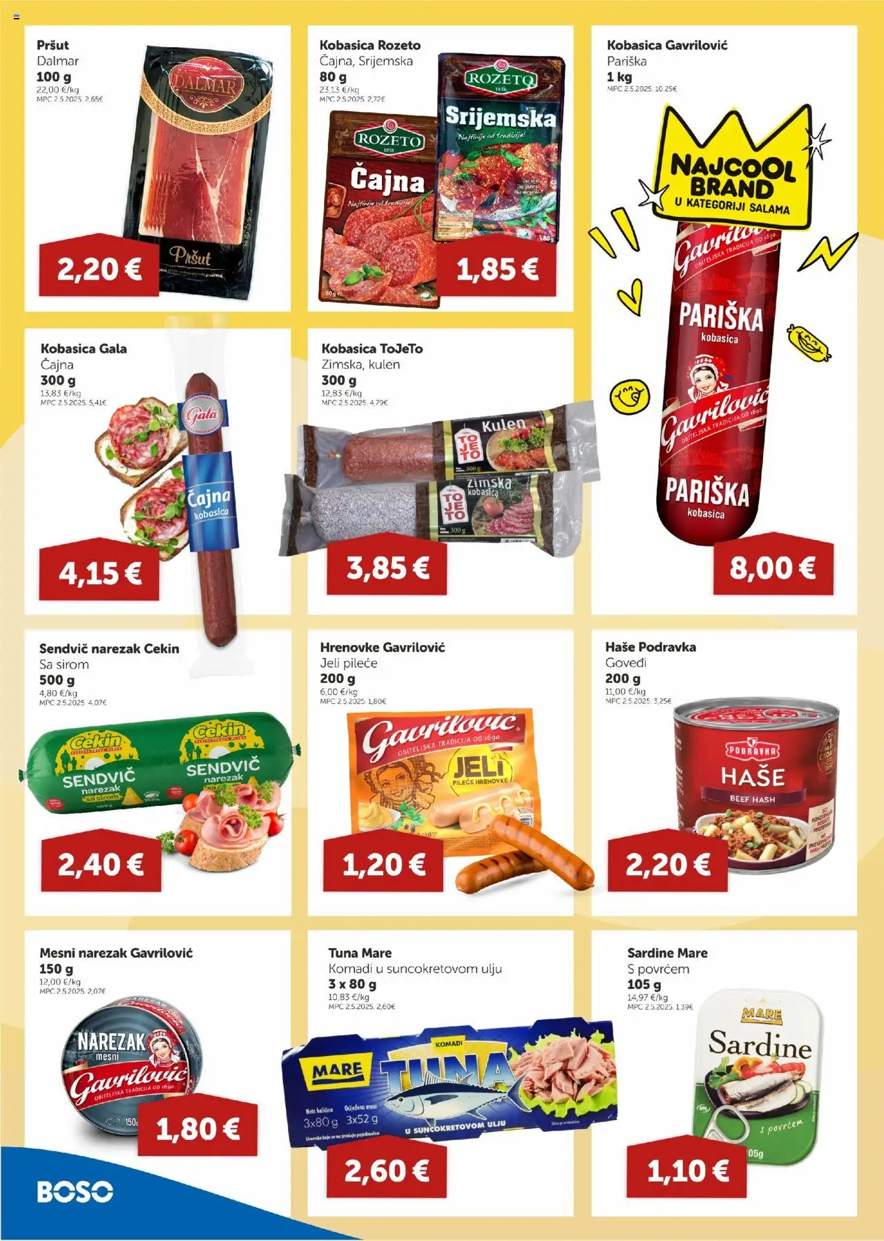 Boso katalog | vrijedi od 14.08.2025 | Stranica: 4 | Proizvodi: Salama, Pršut, Narezak, Tuna