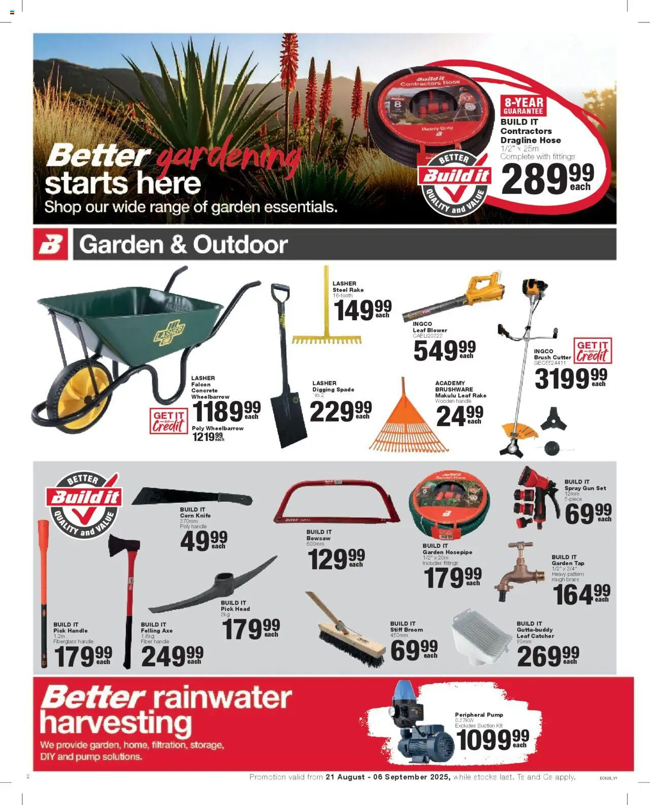 Build It - Eastern Cape - Weekly Specials │ valid from 21.08.2025 | Page: 2 | Products: Cutter, Wheelbarrow, Bowsaw, Tap