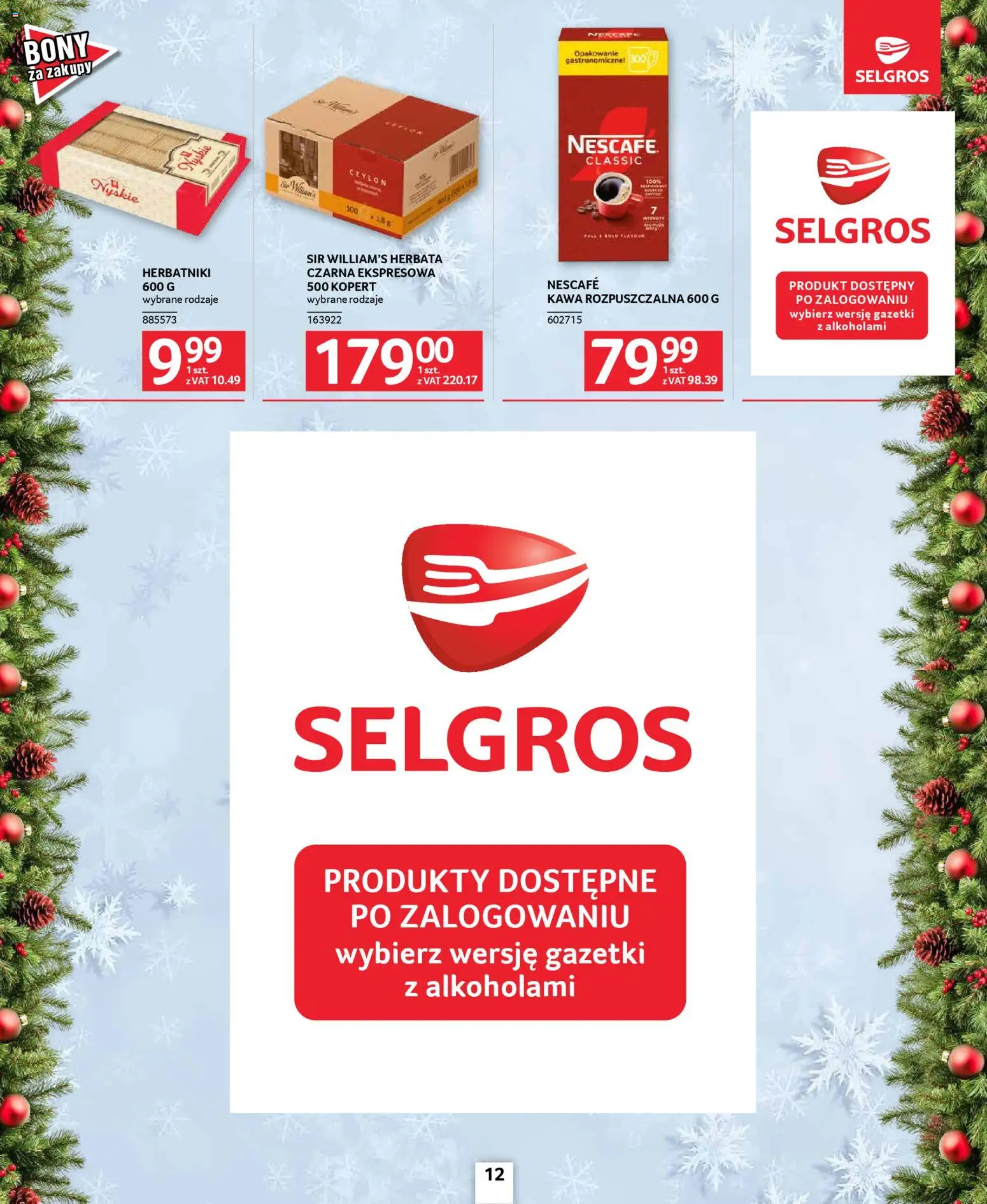 Selgros cash&carry Gazetka - Oferta dla gastronomii od 04.12.2025 | Strona: 12 | Produkty: Nescafe, Kawa rozpuszczalna, Herbatniki, Kawa