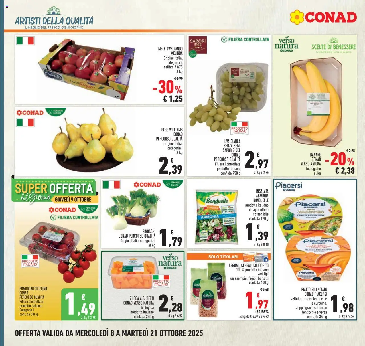 Volantino Conad del 08.10.2025 | Pagina: 6 | Prodotti: Mele, Tè, Fagioli, Pomodoro
