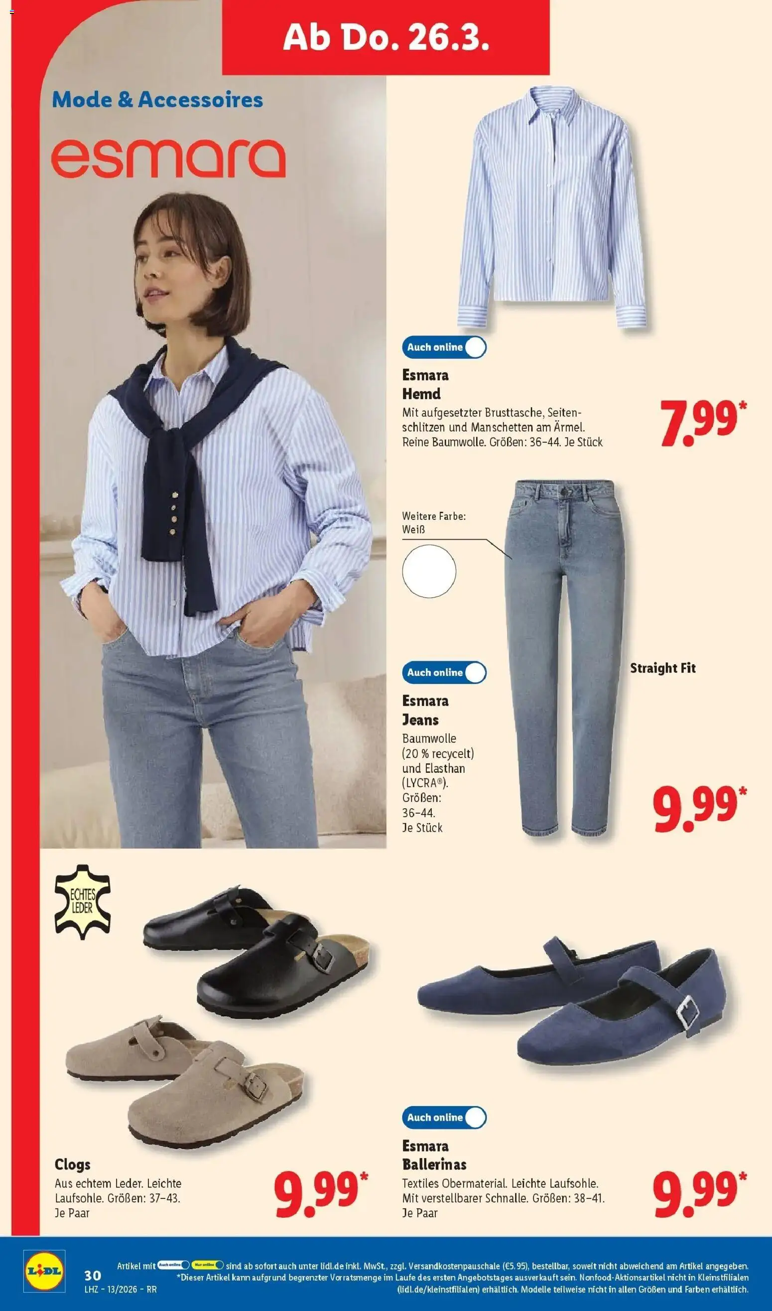 Lidl Prospekt Zülpich – gültig ab 23.03.2026 | Seite: 46 | Produkte: Hemd, Ballerinas, Jeans