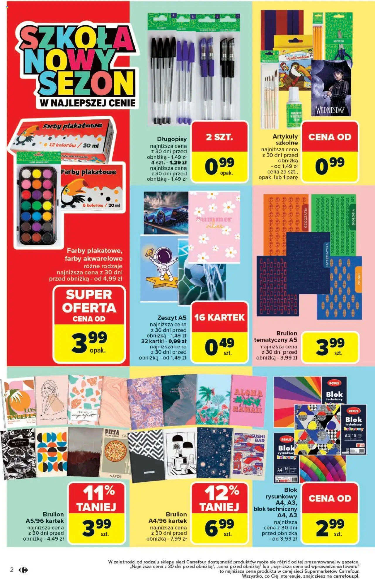 Carrefour Gazetka - Market Szkoła nowy sezon od 18.08.2025 | Strona: 2 | Produkty: Zeszyt, Sushi, Pizza