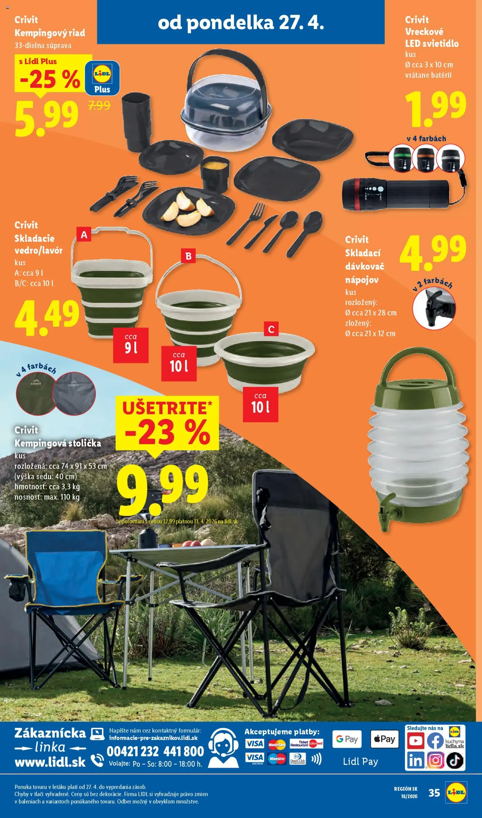 Nové Lidl akcie – leták je platný od 27.04.2026 | Strana: 37 | Produkty: Kuchyňa, Kempingová stolička, Svietidlo