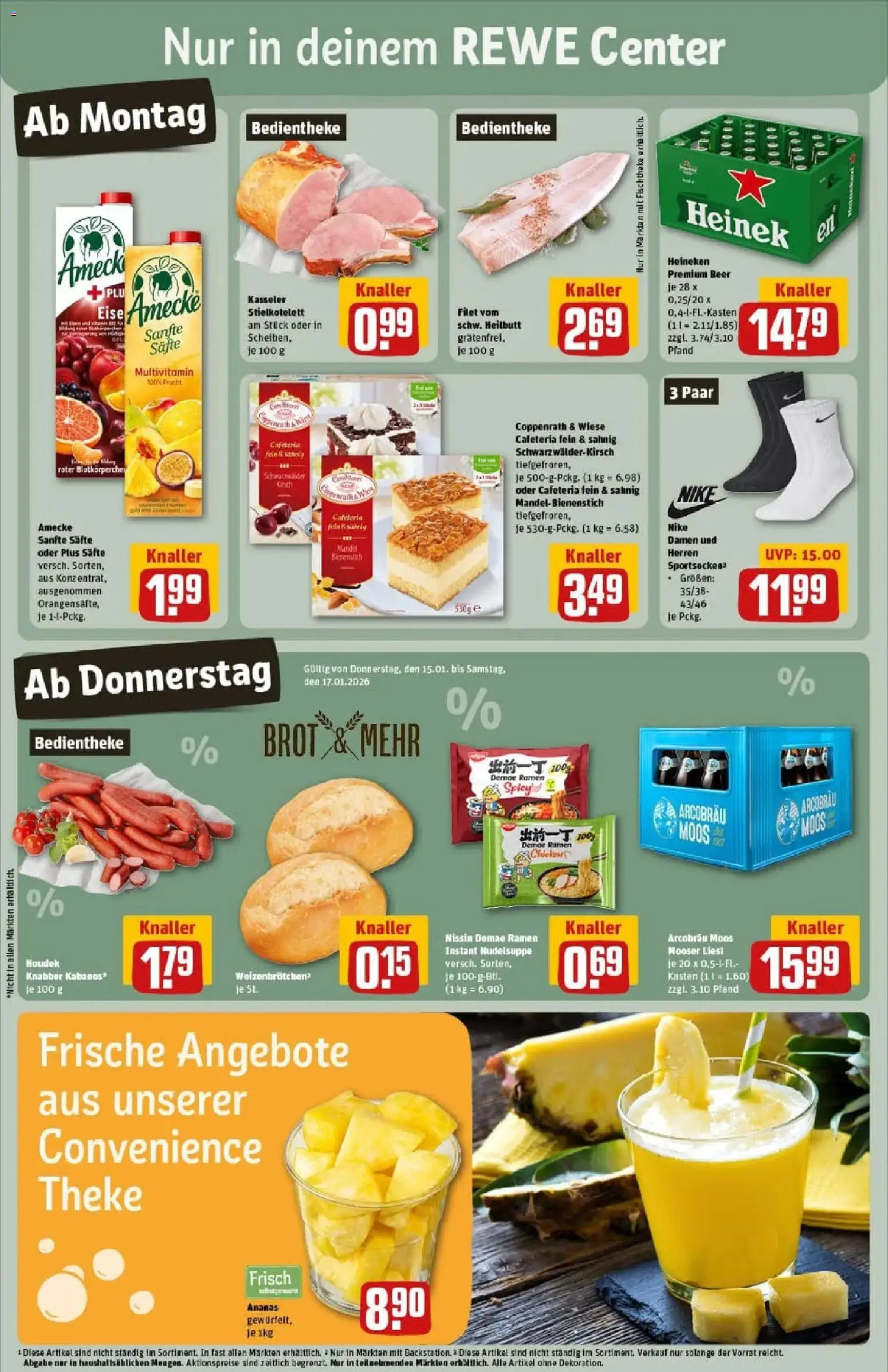 Rewe prospekt Nürnberg	 – gültig ab 11.01.2026 | Seite: 3 | Produkte: Theke, Ananas, Heineken, Brot