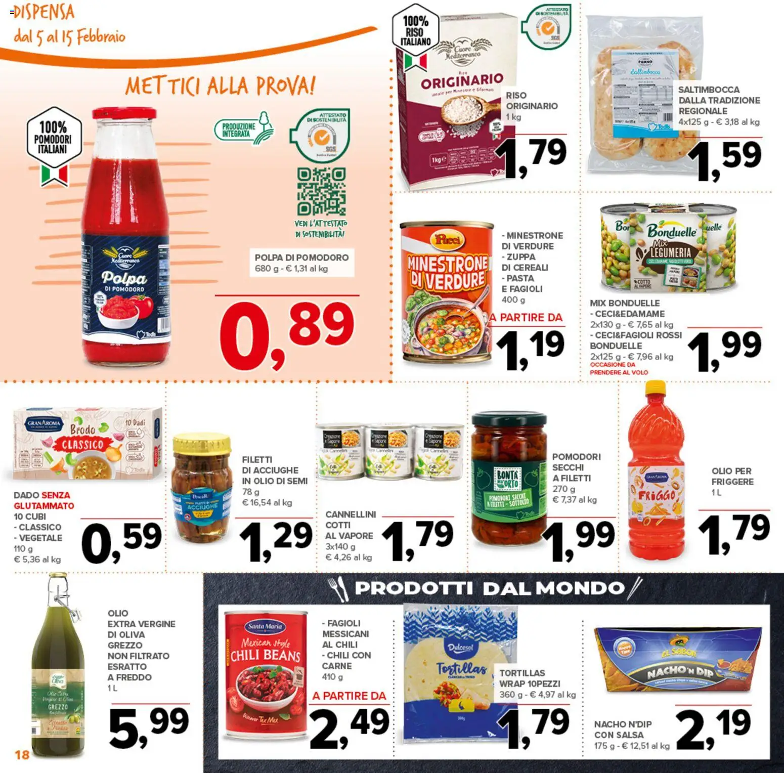 Volantino Todis del 05.02.2026 | Pagina: 18 | Prodotti: Minestrone, Salsa, Pasta, Acciughe