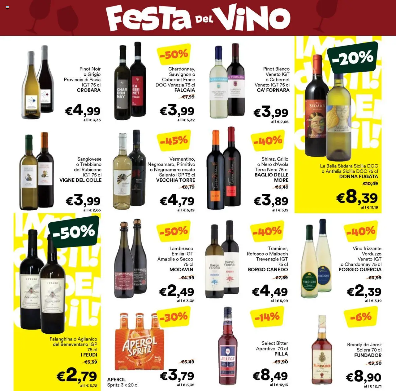 Volantino Unes del 08.10.2025 | Pagina: 16 | Prodotti: Vino, Aperol, Brandy, Terra