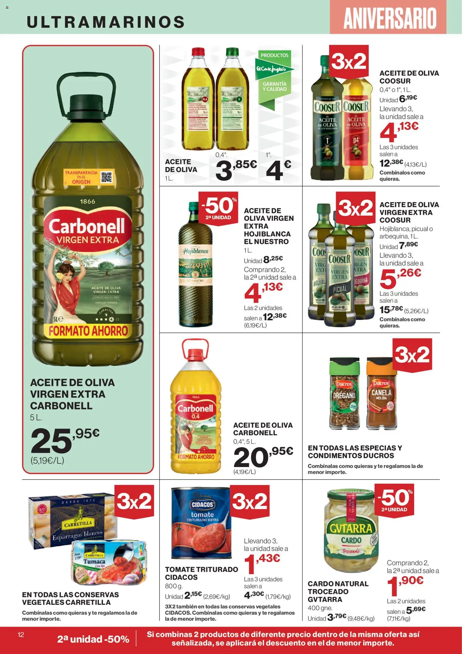 El Corte Inglés ofertas │ válido desde el 06.11.2025 | Página: 19 | Productos: Aceite, Νερό καρύδας, Aceite de oliva virgen extra, Tomate triturado