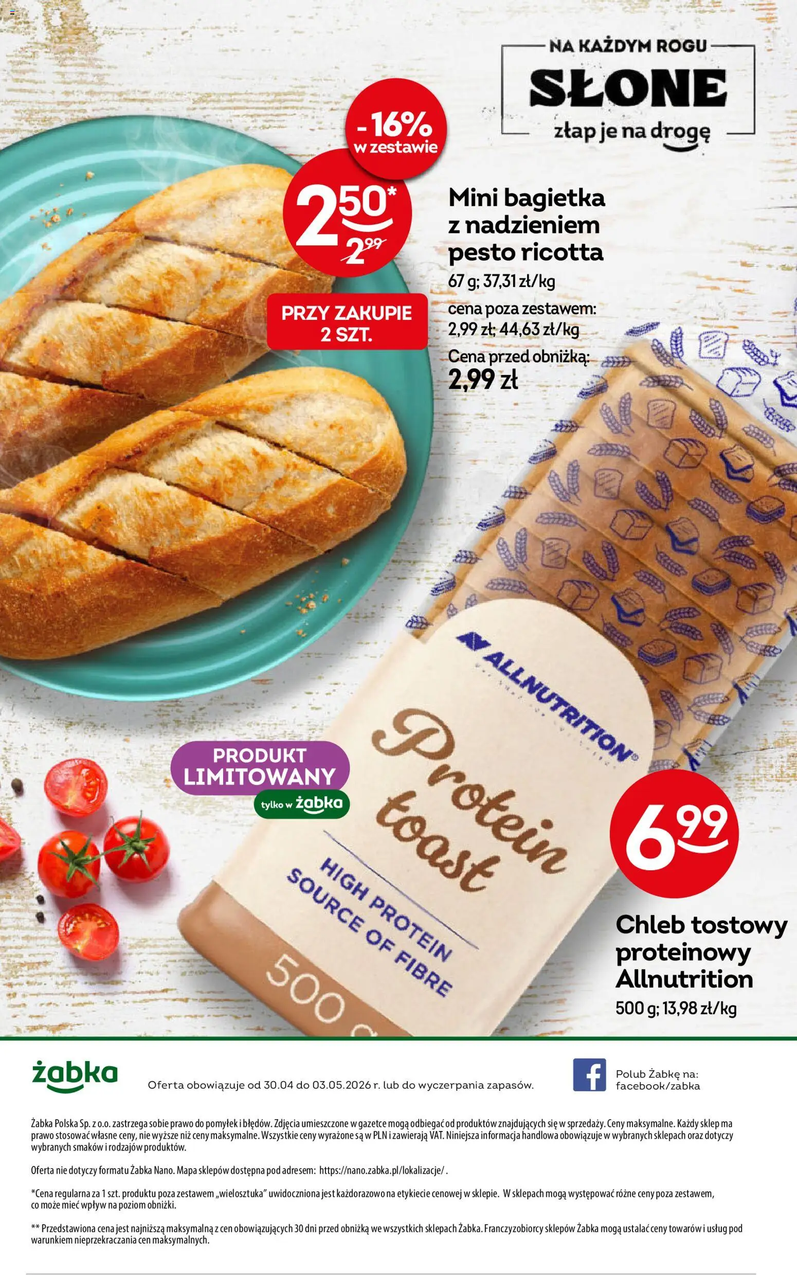 Żabka gazetka - Weekendowe promocje od 30.04.2026 | Strona: 10 | Produkty: Pesto, Bagietka, Chleb, Ricotta