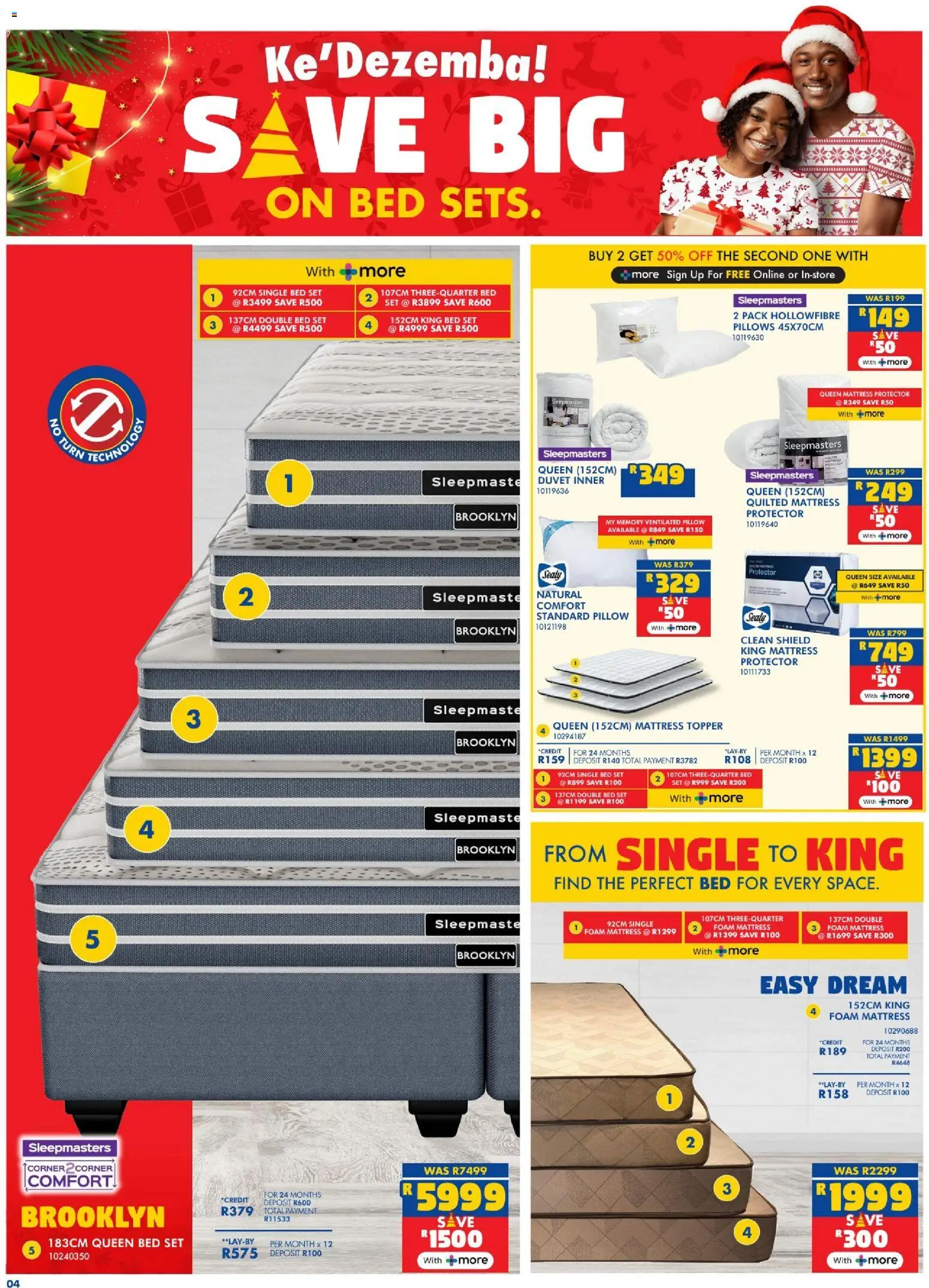 New Russells catalogue – valid from 02.12.2025 | Page: 4 | Products: Queen bed, King bed, Pillow, Single bed