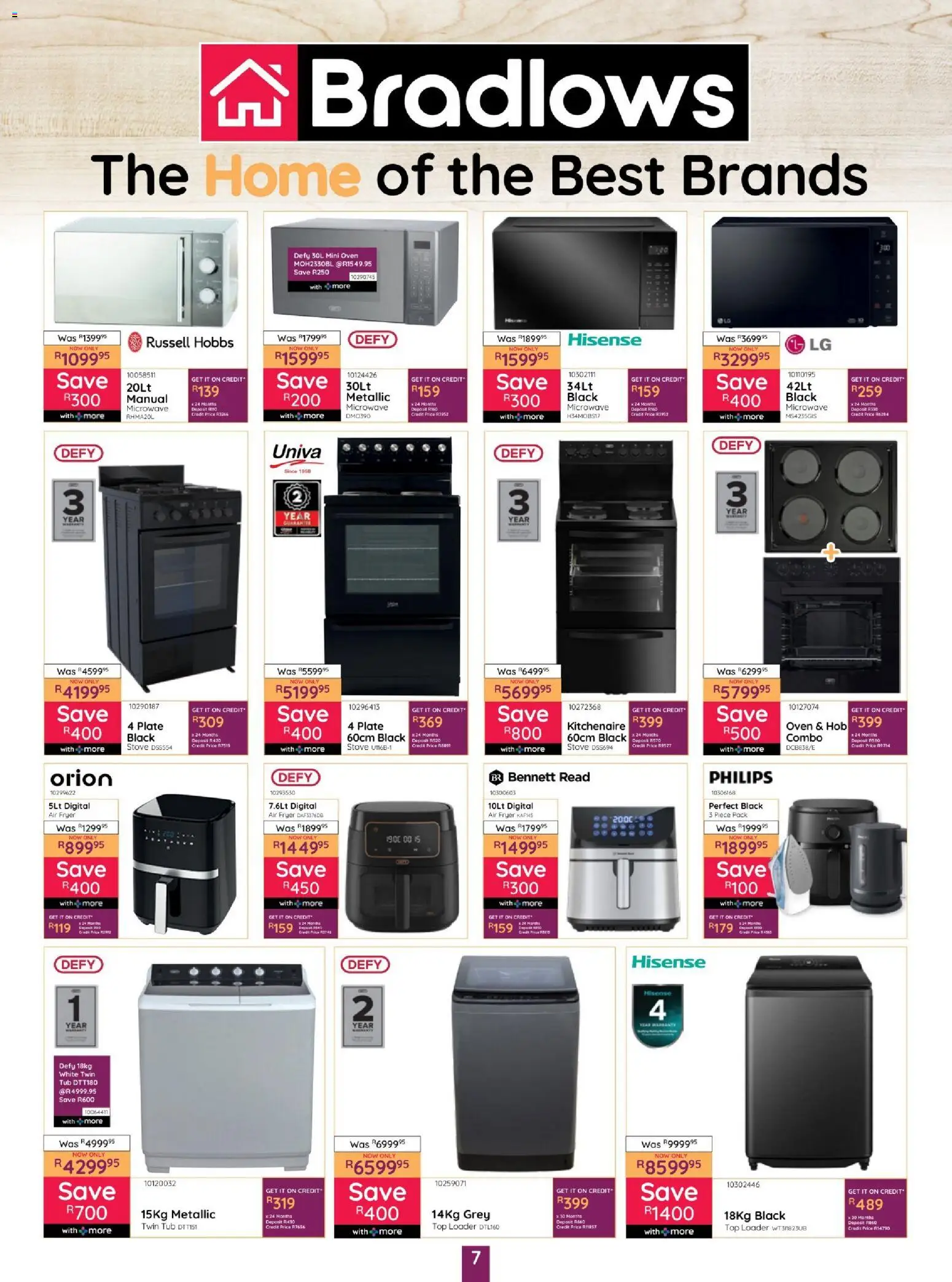 New Bradlows catalogue – valid from 15.01.2026 | Page: 7 | Products: Stove, Fryer, Microwave, Air fryer
