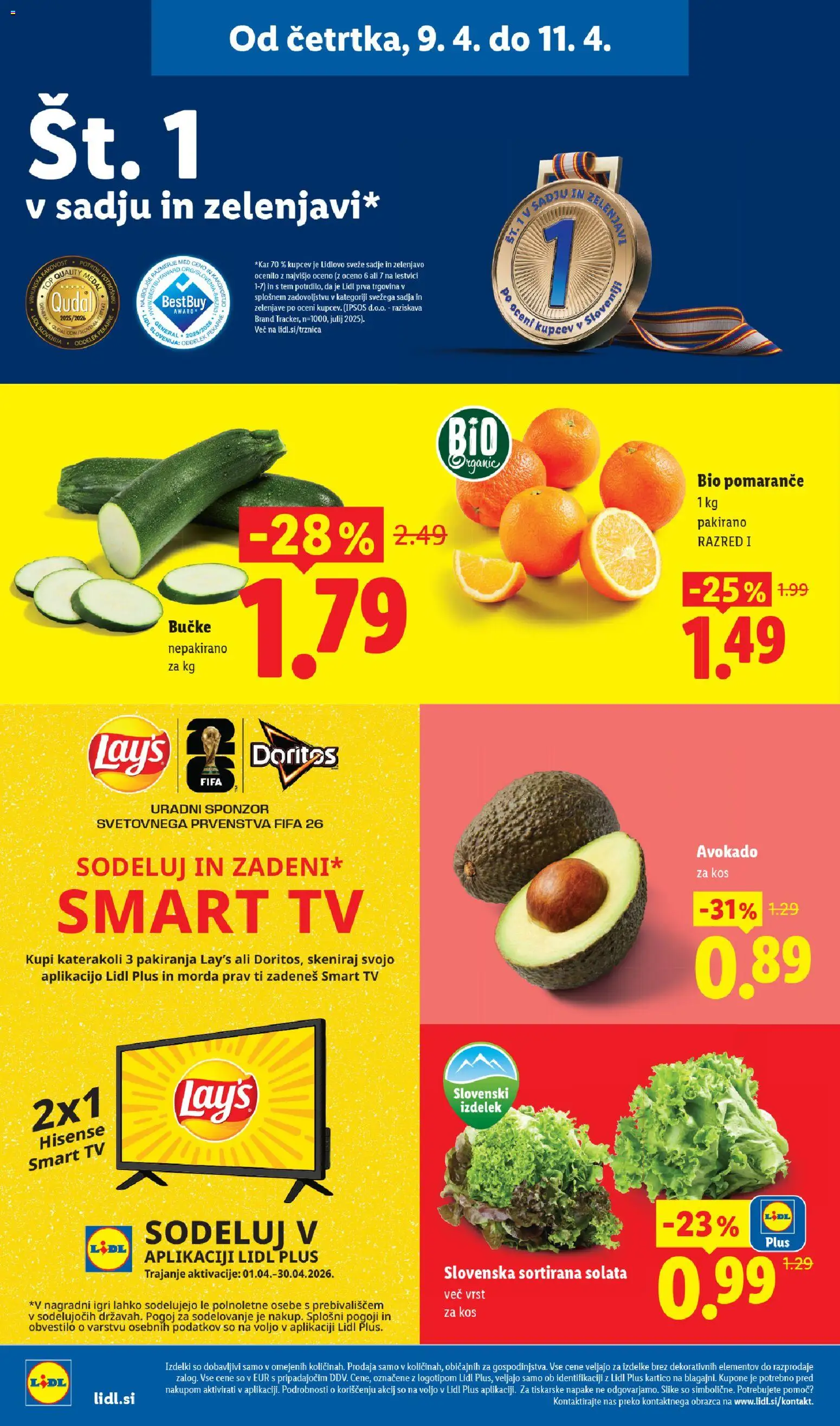 Novi Lidl katalog ponudbe – veljaven od 09.04.2026 | Stran: 4 | Izdelki: Kos, Pomarance, Solata, Avokado