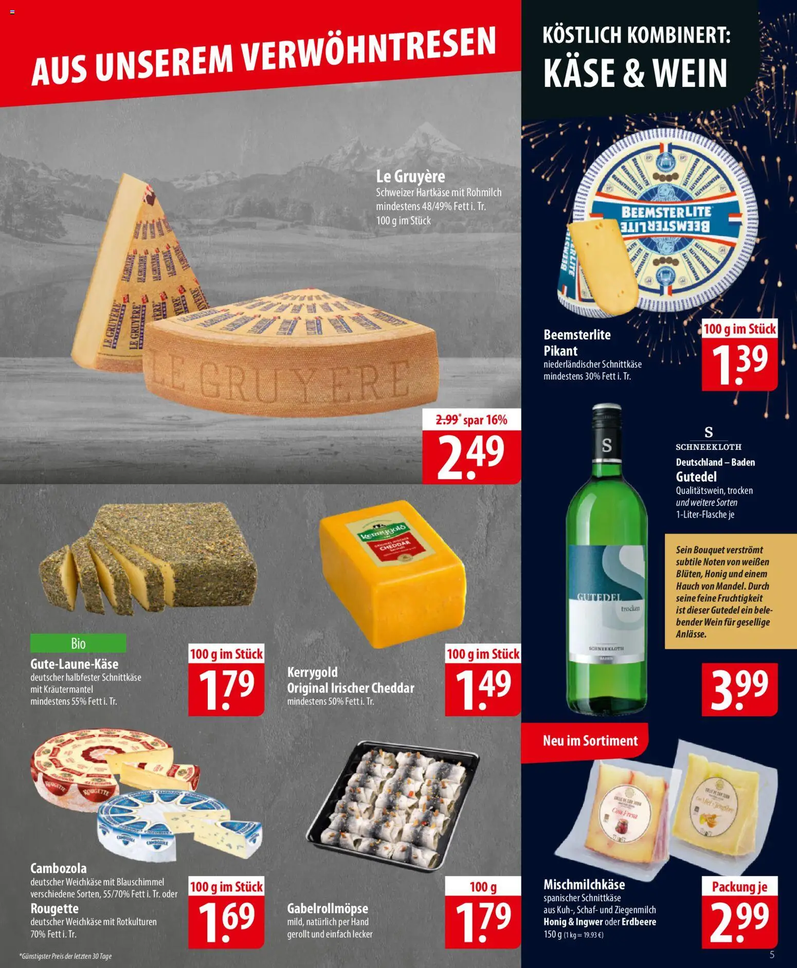 Famila Prospekt 	 – gültig ab 29.12.2025 | Seite: 5 | Produkte: Käse, Wein