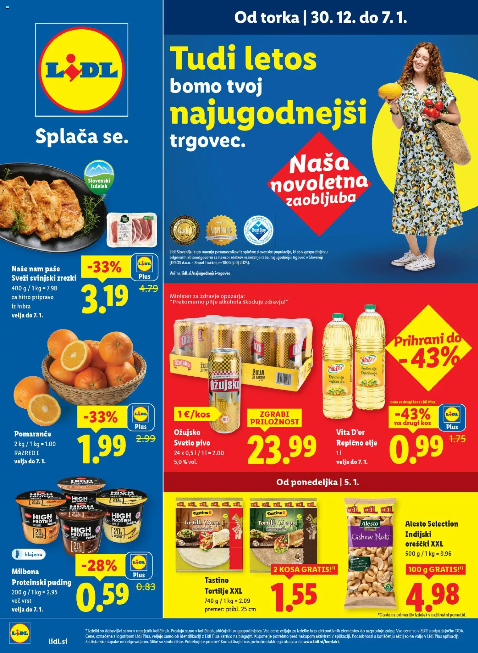 Novi Lidl katalog ponudbe – veljaven od 30.12.2025 | Stran: 1 | Izdelki: Puding, Kos, Pivo, Pomarance