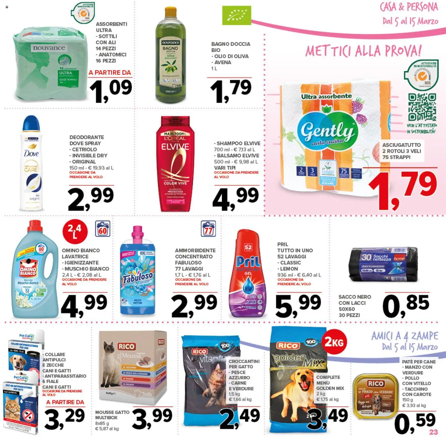 Volantino Todis del 05.03.2026 | Pagina: 23 | Prodotti: Paté, Vitello, Asciugatutto, Bagno