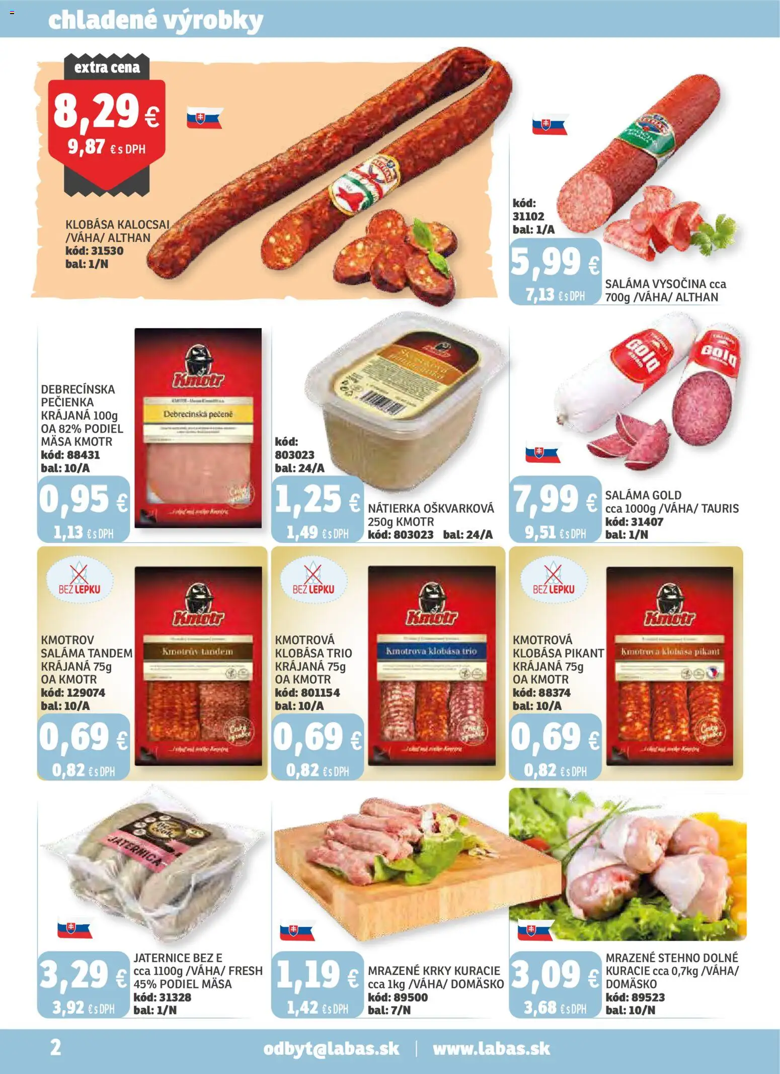 Nové Labaš akcie – leták je platný od 31.10.2025 | Strana: 2 | Produkty: Saláma, Klobása