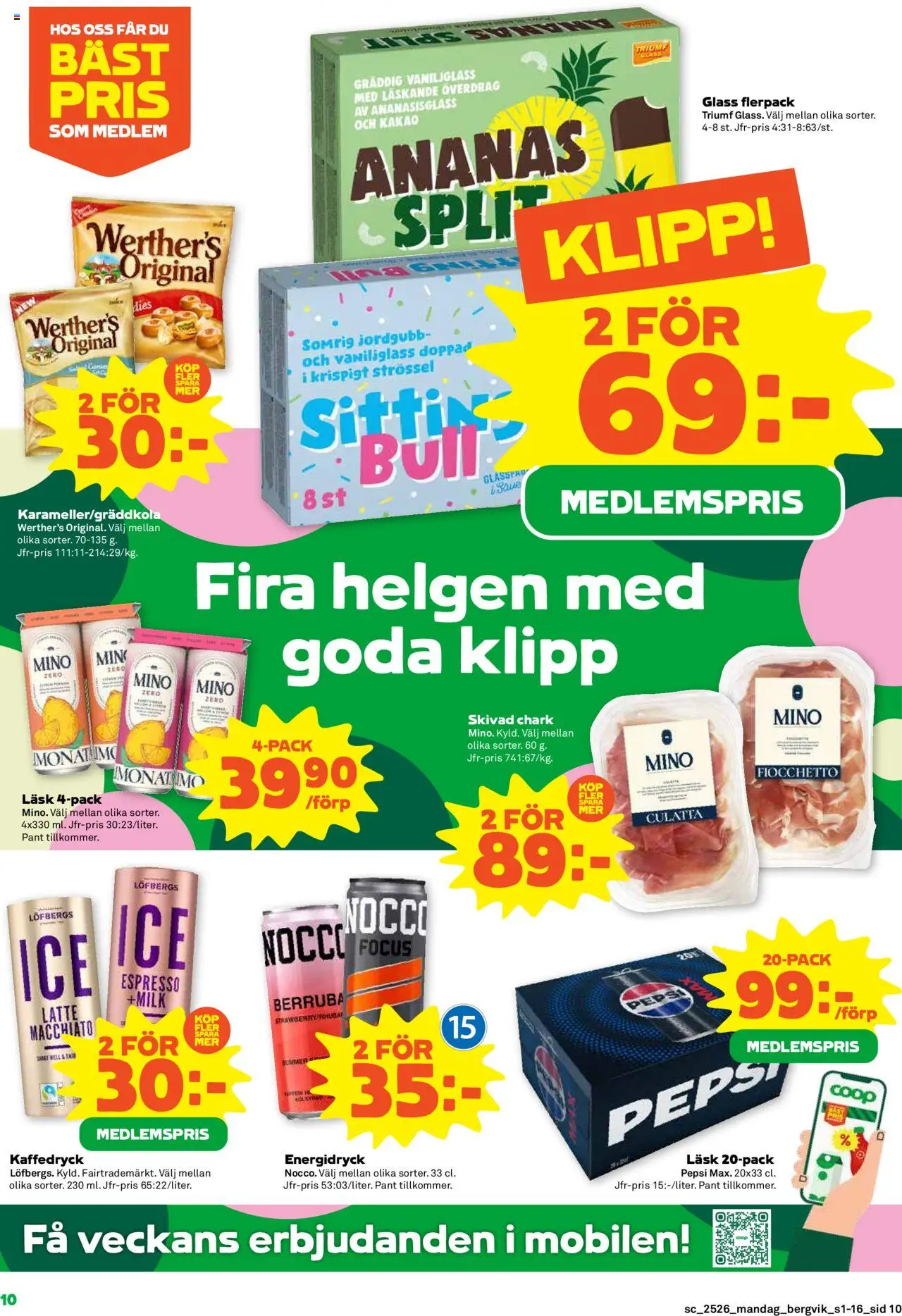 Stora Coop reklamblad aktuell från 23.06.2025 | Sida: 10 | Produkter: Pepsi, Energidryck, Ananas, Glass