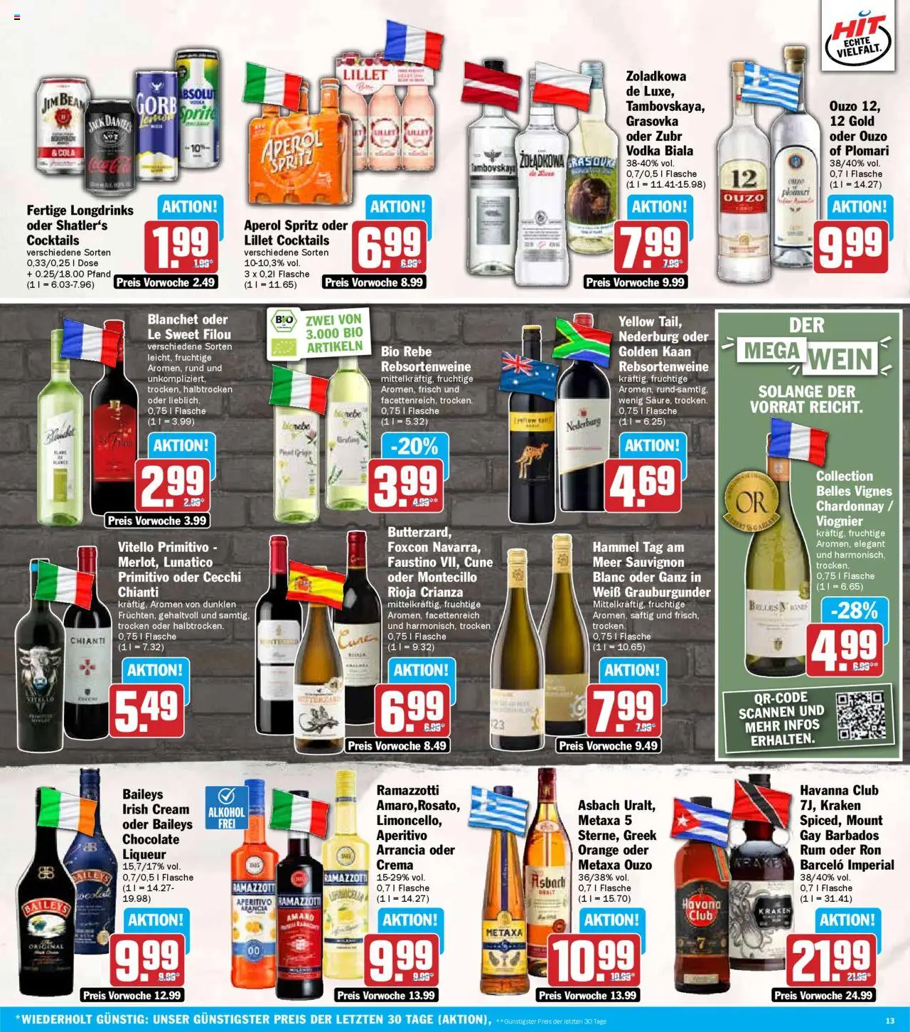 HIT Prospekt 	 - gültig ab dem 07.07.2025 | Seite: 13 | Produkte: Ouzo, Cola, Baileys, Asbach